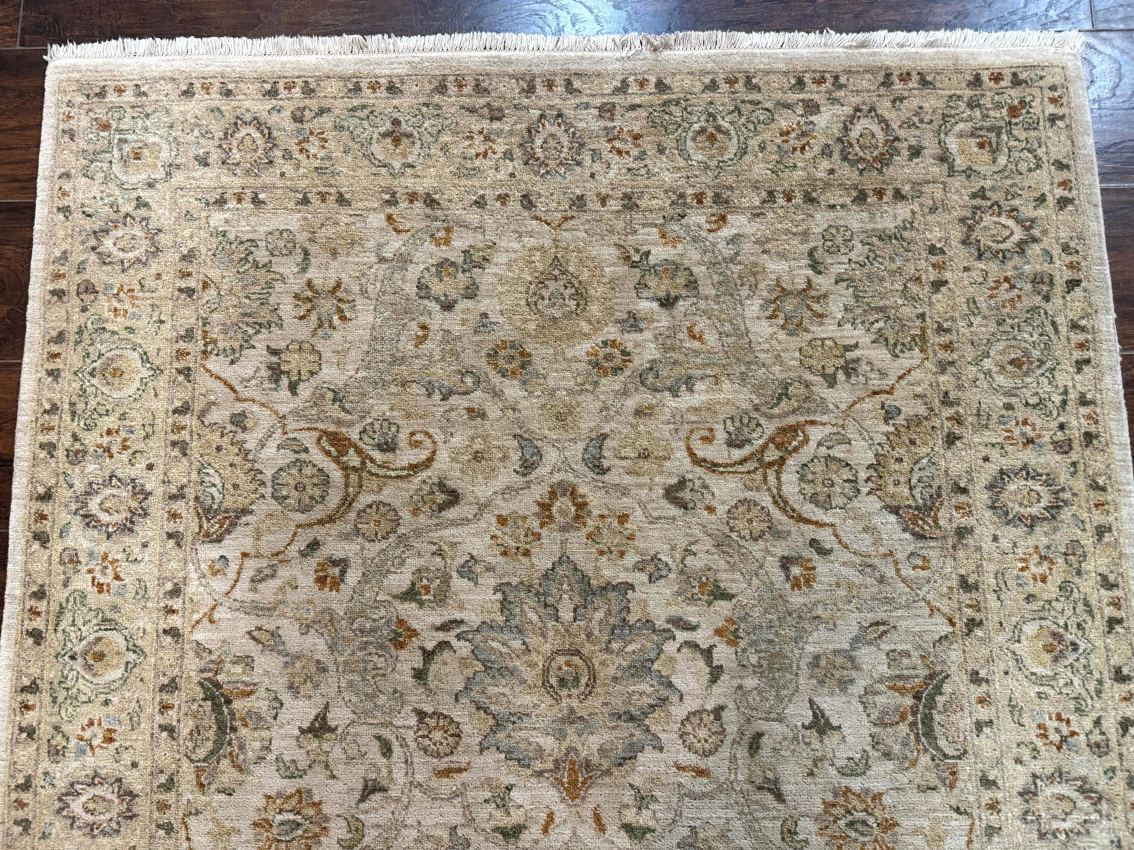 Pak Persian Rug 4x6, Beige, Pakistani Peshawar Rug, Handmade, Neutral Colors, Vintage Rug for Modern Home