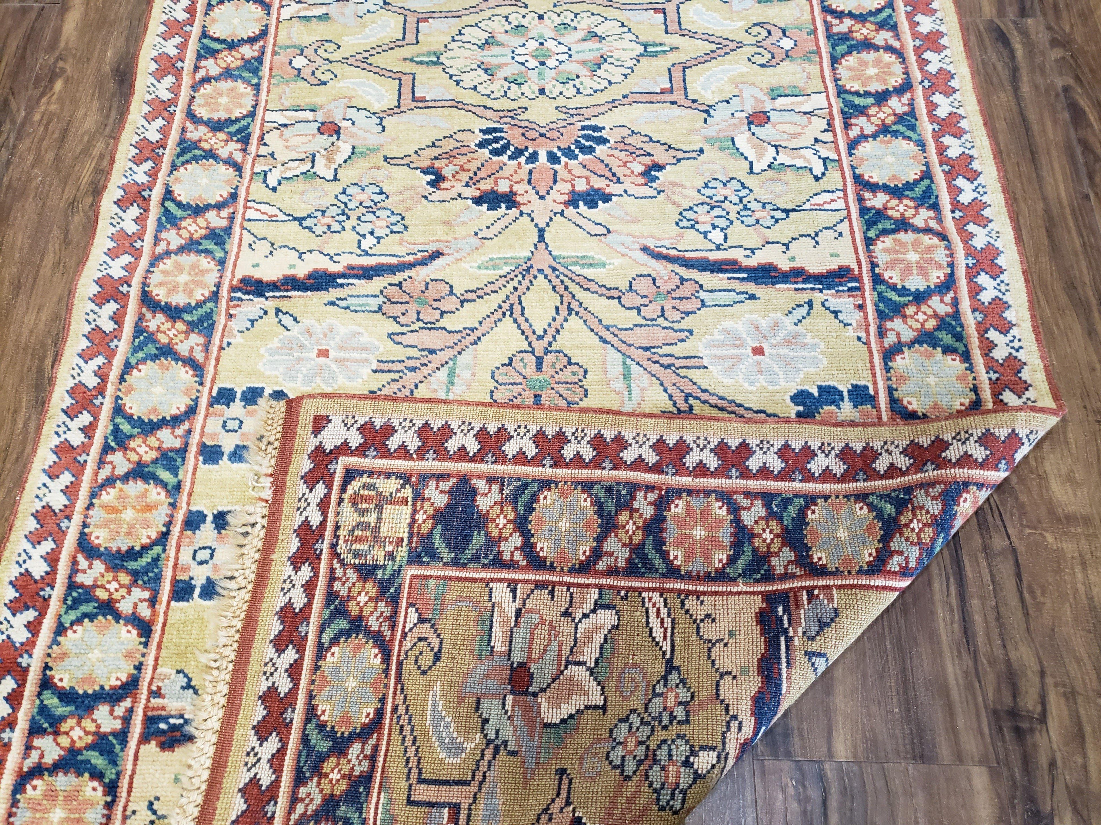 Hallway Runner Rug, Kitchen Runner, Sultanabad Hand Knotted Rug, Farmhouse Rug, 1950s Rug, Mahal Rug, Turkish Rug, Long Runner, Yellow