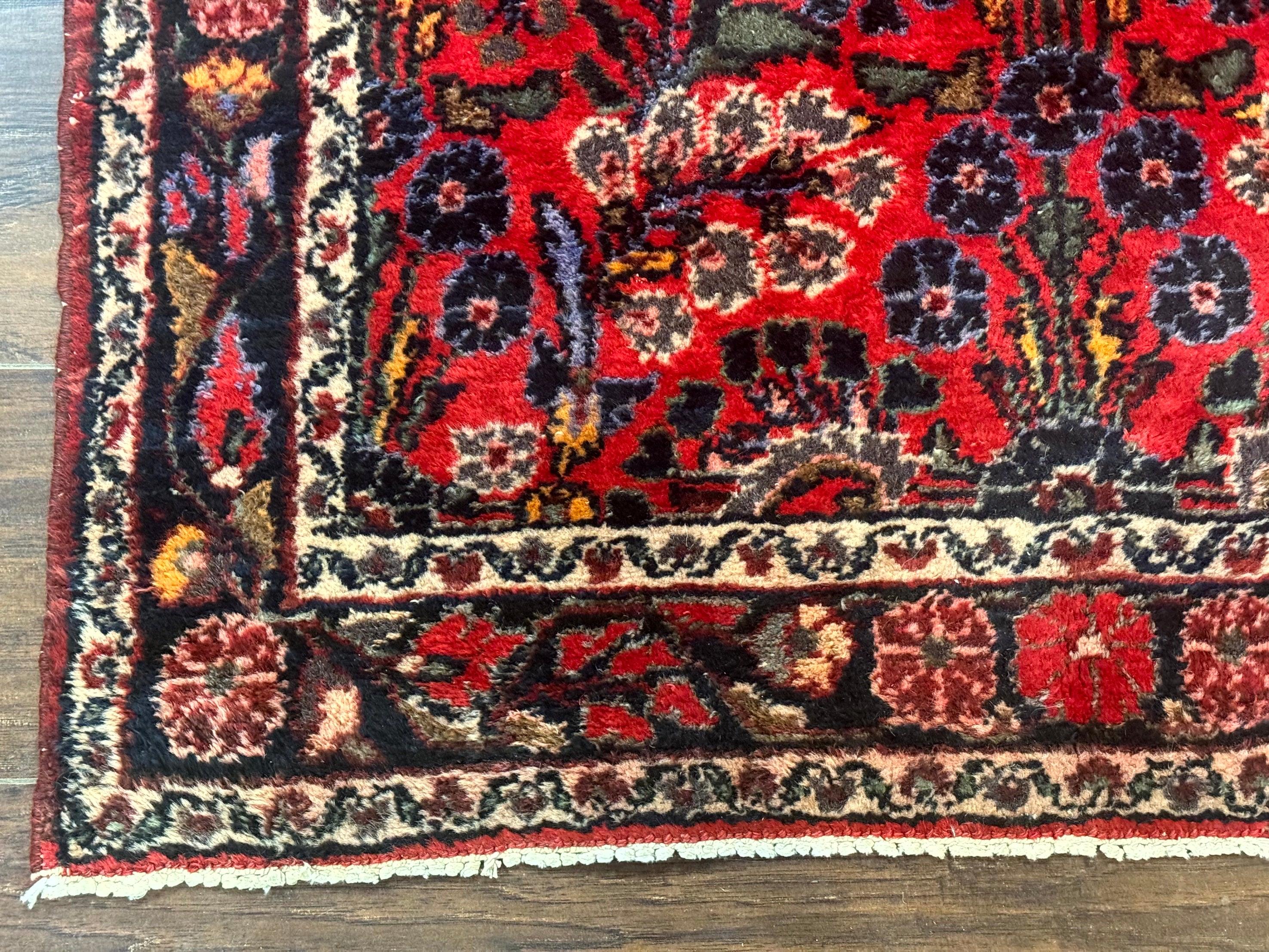 Persian Rug 3x5, Red Tribal Rug, Semi Antique, Wool Rug 3 x 5, Persian Hamadan Rug