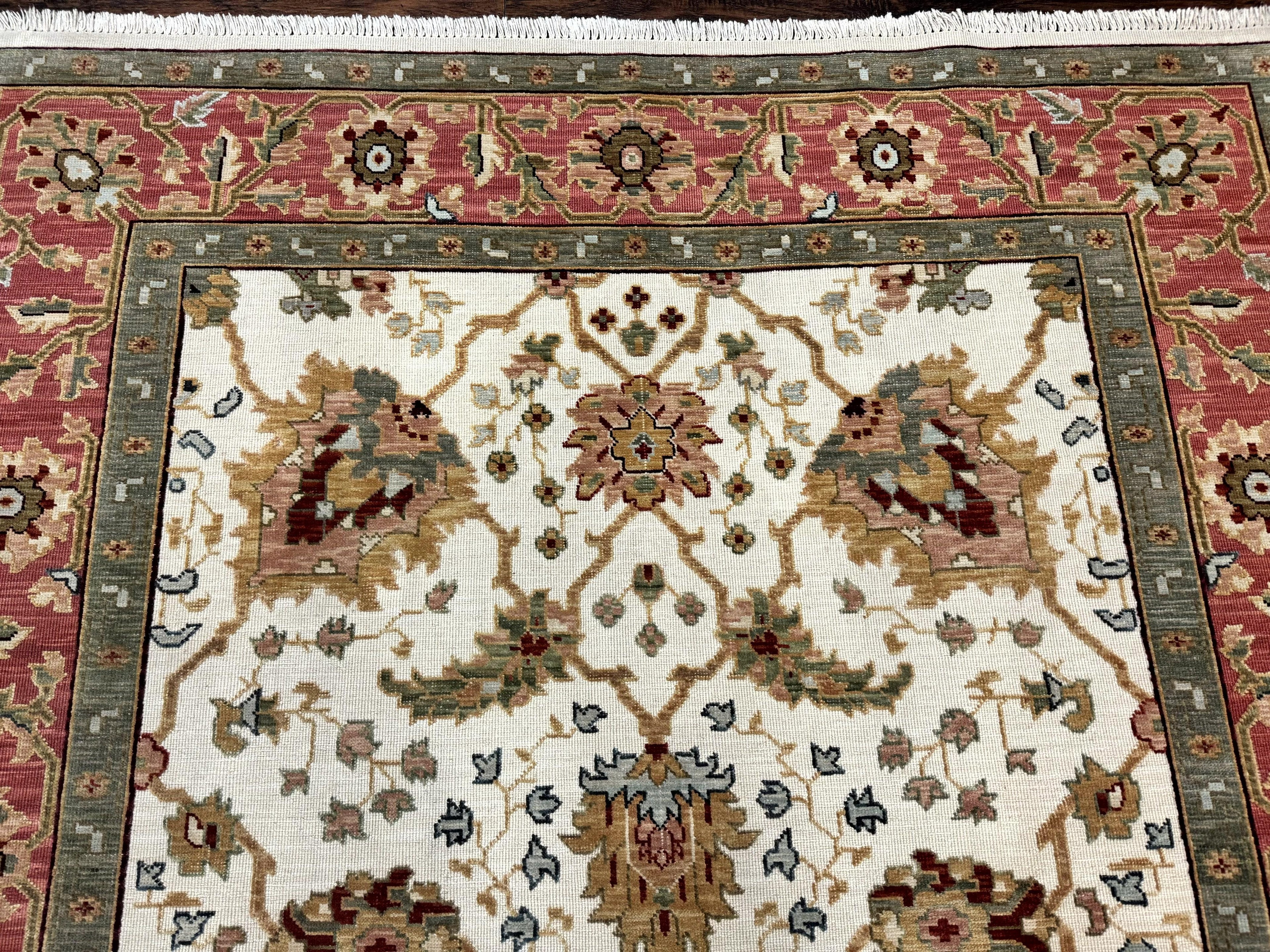 Flatweave Soumak Rug 6x9, Nourison Rug, Wool Handmade, Floral, Ivory