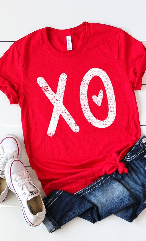 Distressed XOXO Heart Graphic Tee T-Shirt