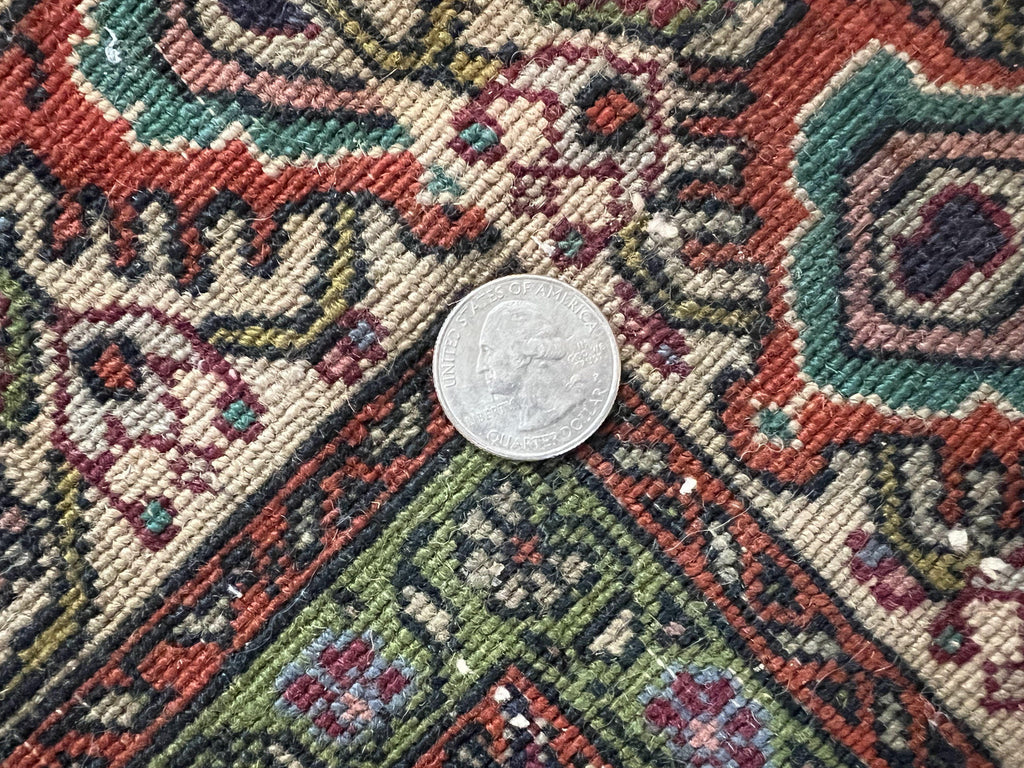 Antique Persian Bijar Rug 5x7, Allover Pattern, Hand Knotted Vintage Wool Tribal Oriental Carpet, Bidjar Rug, Red and Cream 5 x 7 ft, Handmade Rug