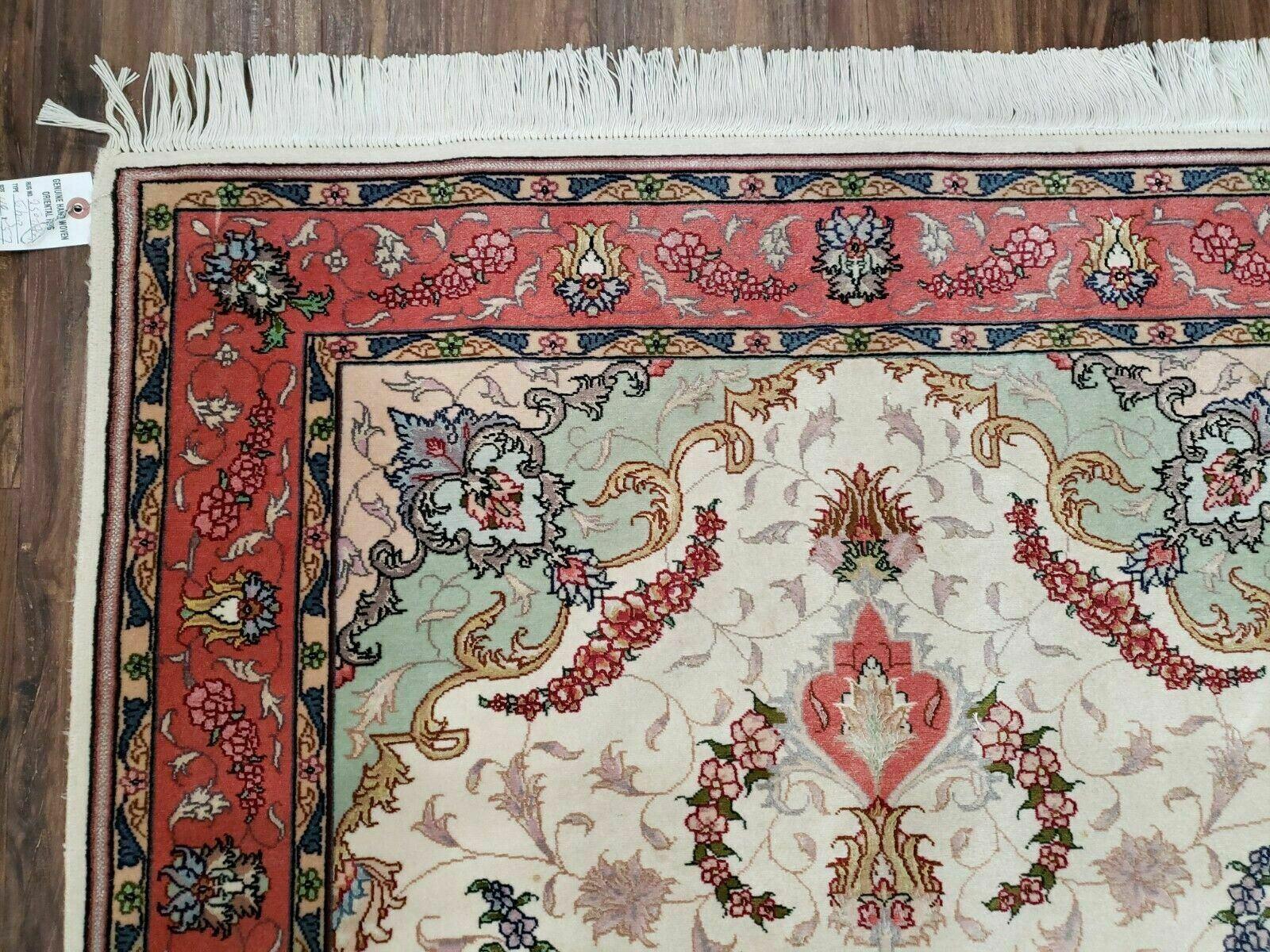 3' 4" X 5' Vintage Handmade Ultra Fine Floral Oriental Turkish Rug Carpet Wow