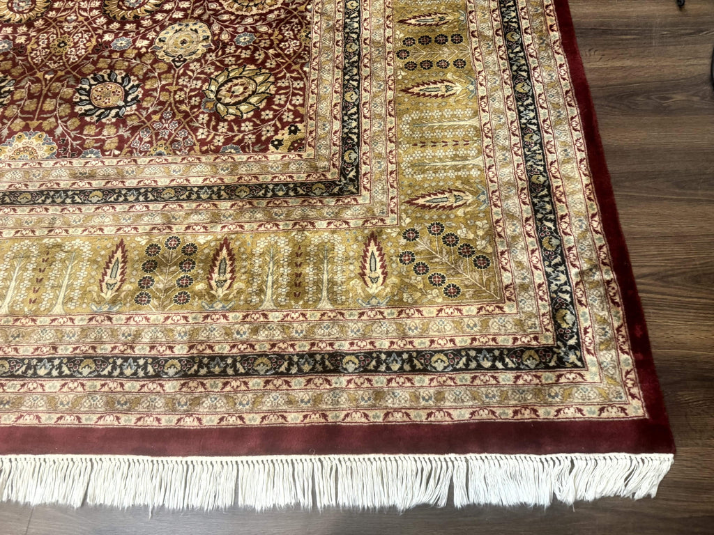 Palace Size Pak Persian Rug 12x15, Brick Red, Allover Pattern, Handmade Oversized Wool Oriental Carpet, Large Area Rug, Fine 225 KPSI