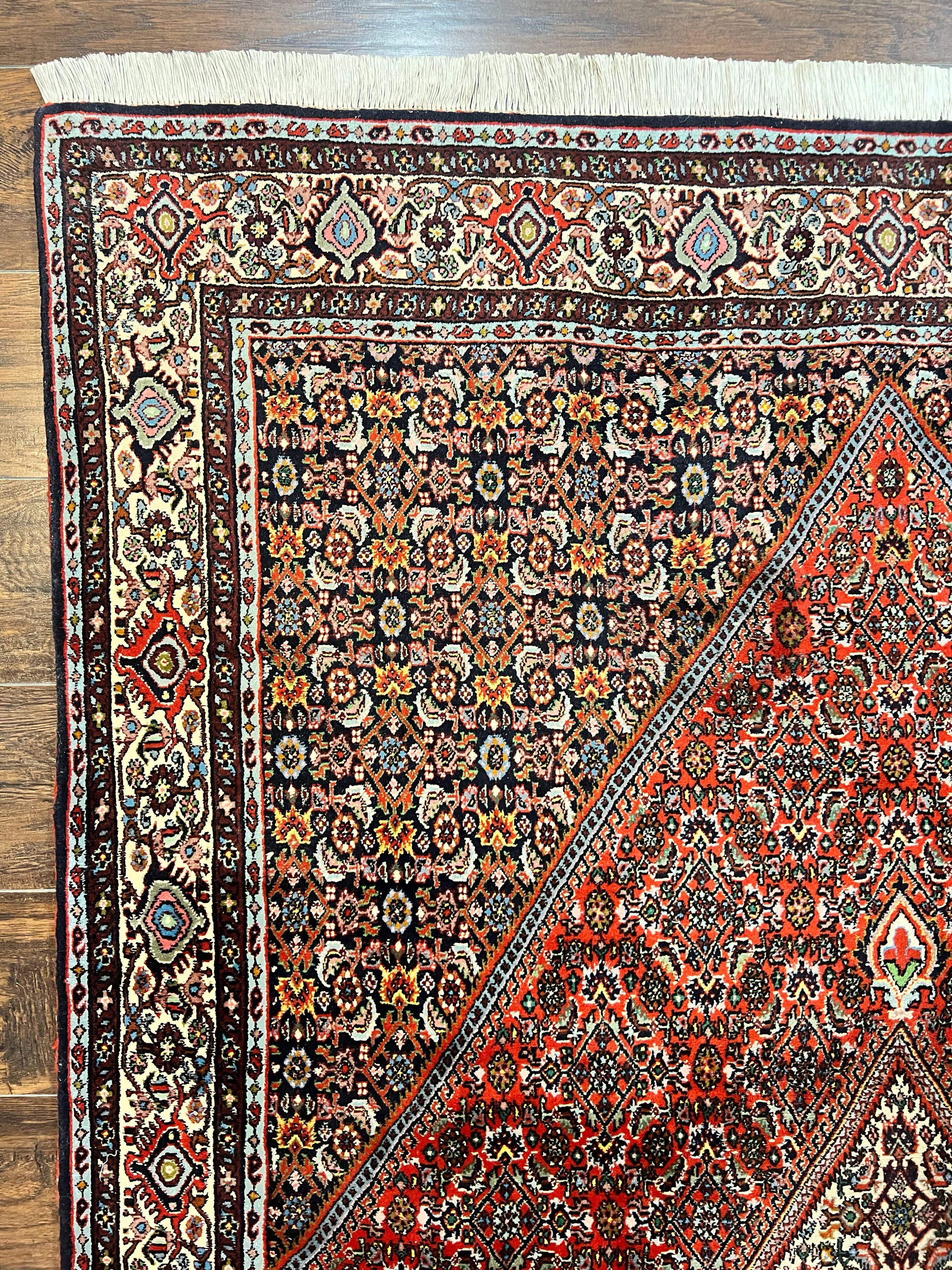 Persian Bidjar Rug 5x10, Wool Hand Knotted Vintage Carpet, Highly Detailed, Mahi Herati Pattern, 5 x 10 Oriental Rug