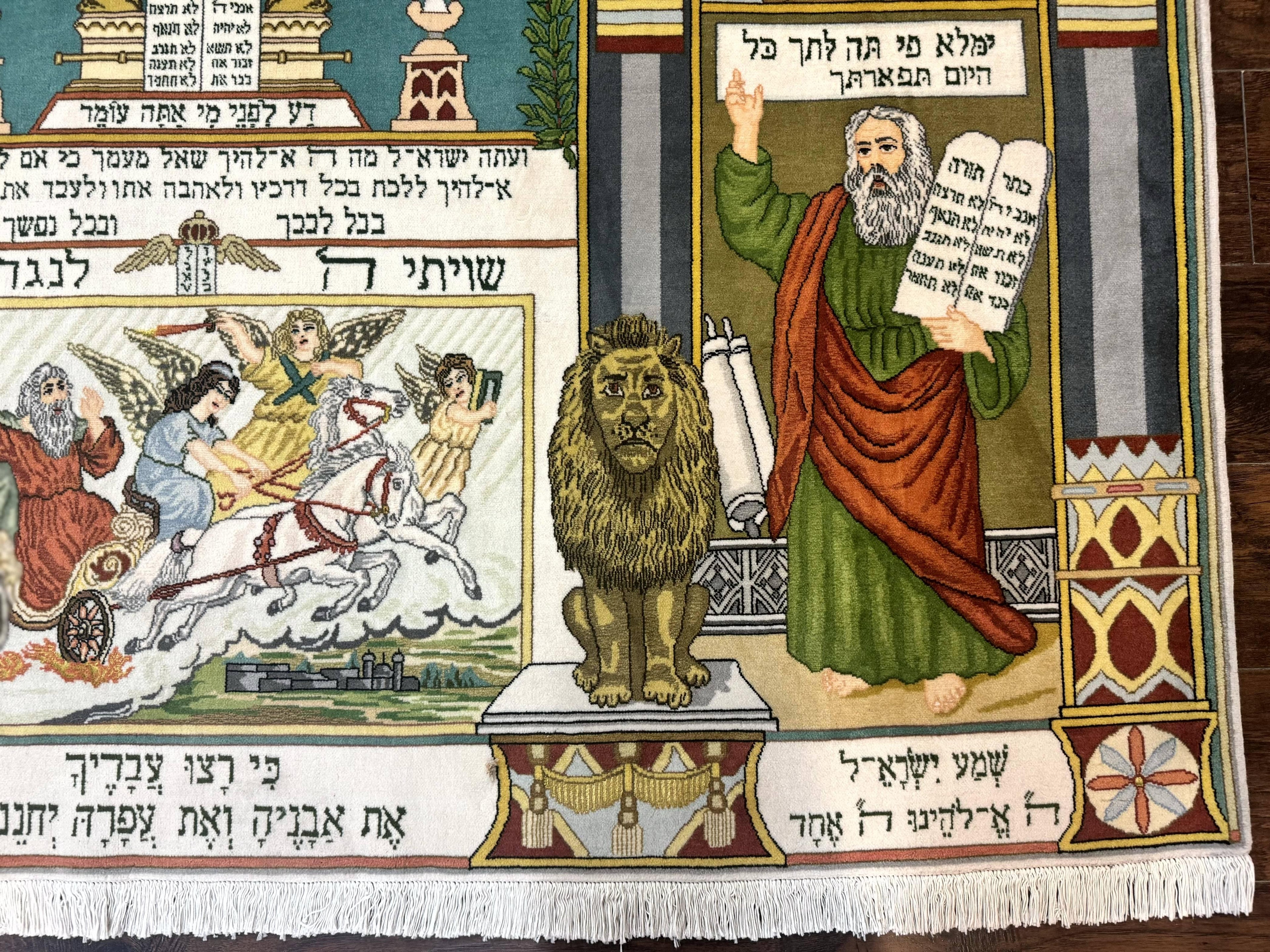 Persian Tabriz Jewish Pictorial Rug  - Biblical Scenes, Kork Wool