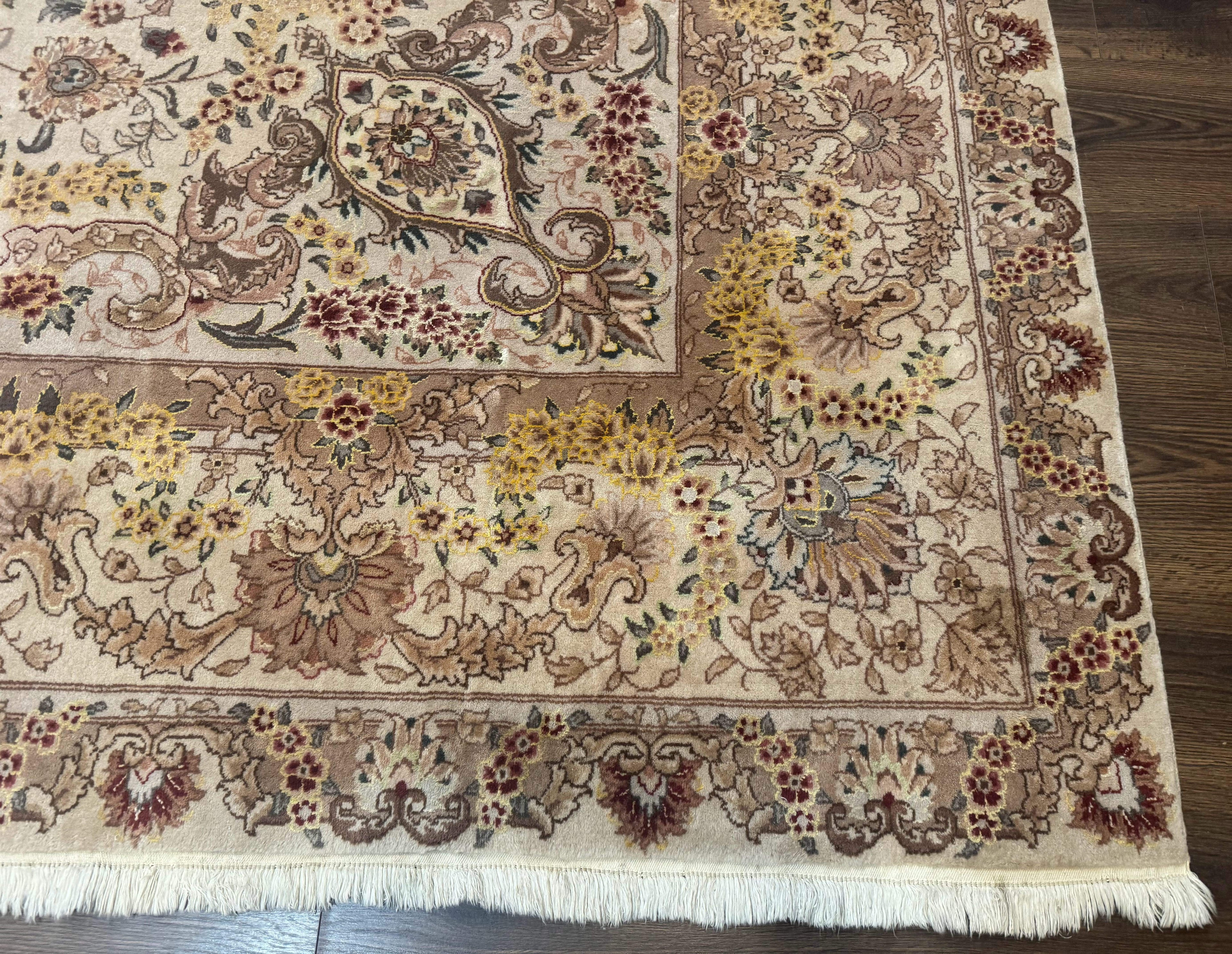 Sino Persian Rug 8x12, Wool & Silk, Traditional Elegant Carpet, Fine 200 KPSI