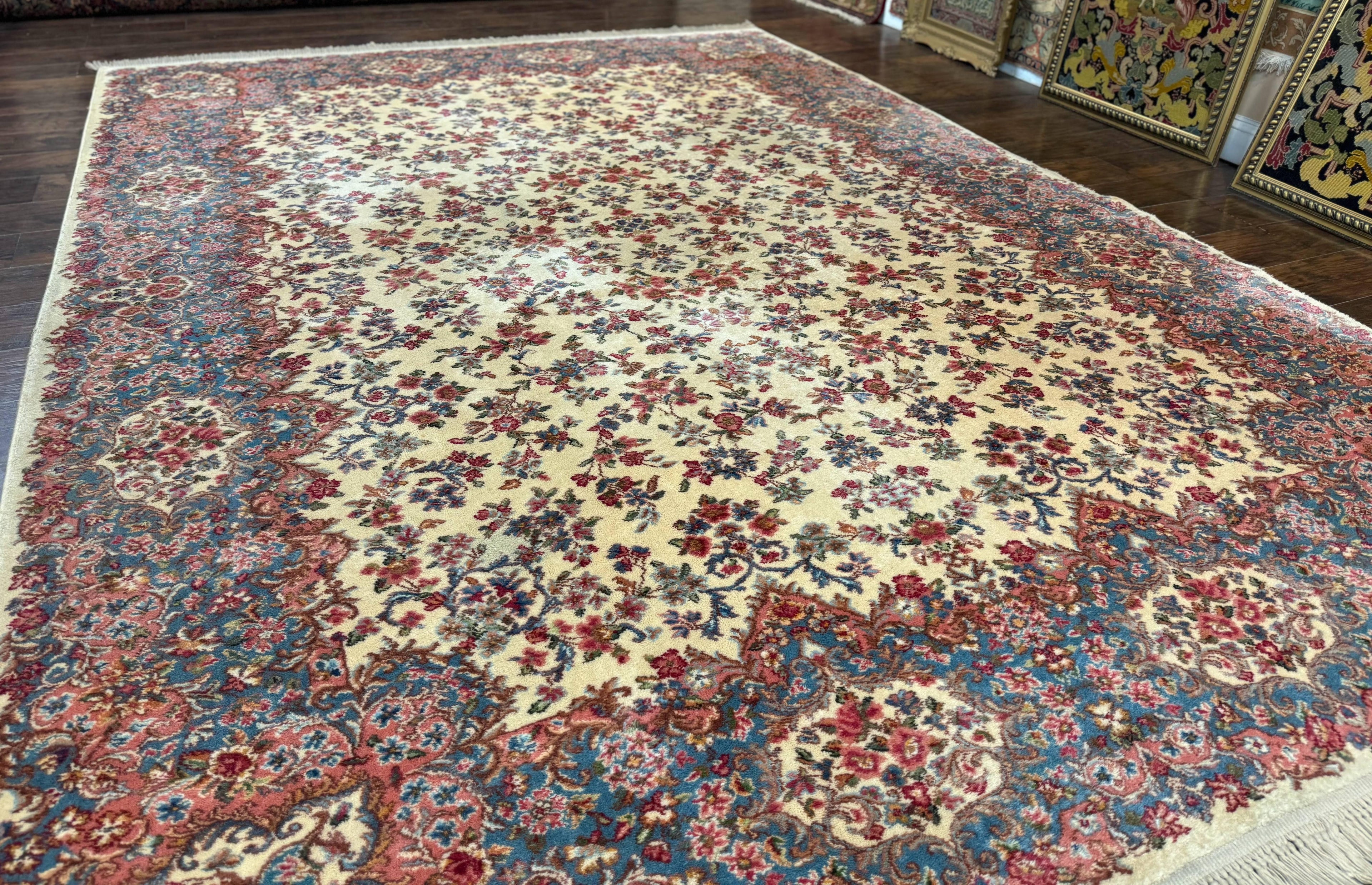 Karastan Rug 8.8 x 12 Ivory Kirman #788, Original 700 Series, Wool Karastan Carpet, Karastan Area Rug, Vintage Karastan, Living Room Rug