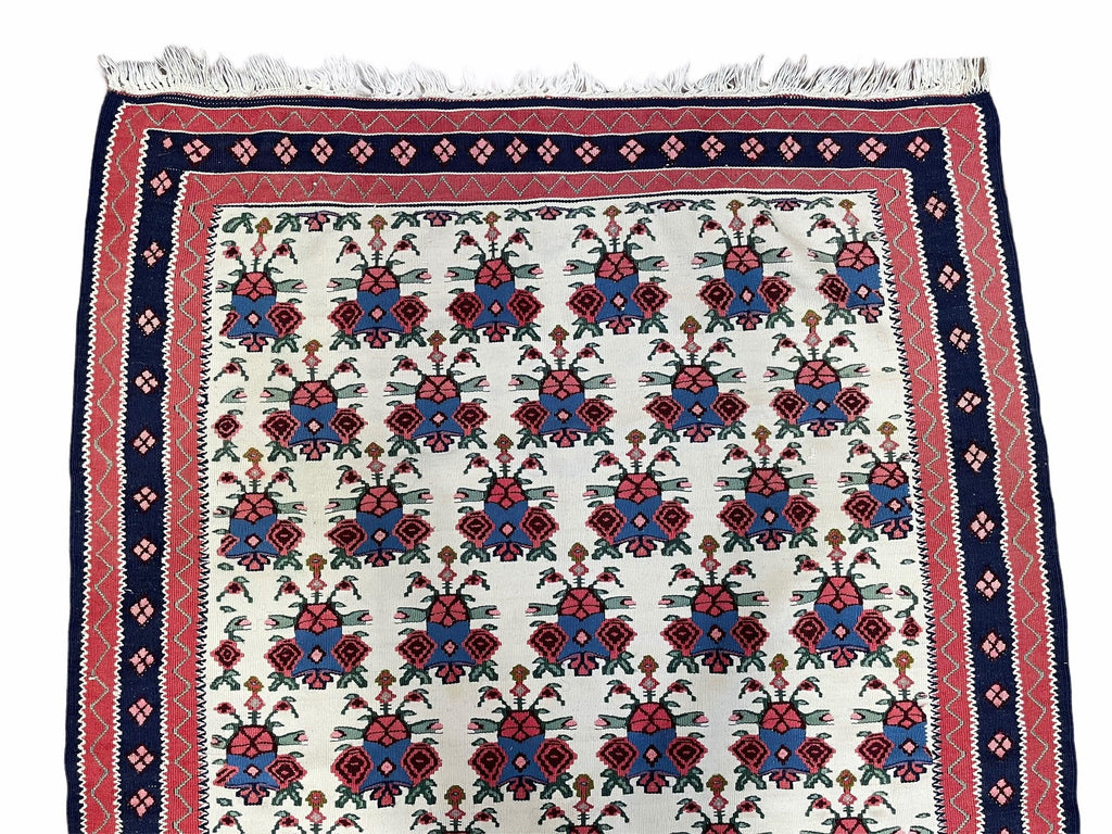 3x5 Vintage Kurdish Senneh Kilim Rug 3 x 5 Heirloom Rug Flatweave Antique Rug Playroom Rug Collectible Rug Beige Kilim