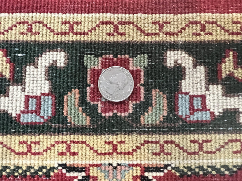 Indo Persian Runner Rug 2.6 x 10, Floral Hand Knotted Wool Hallway Rug, Red