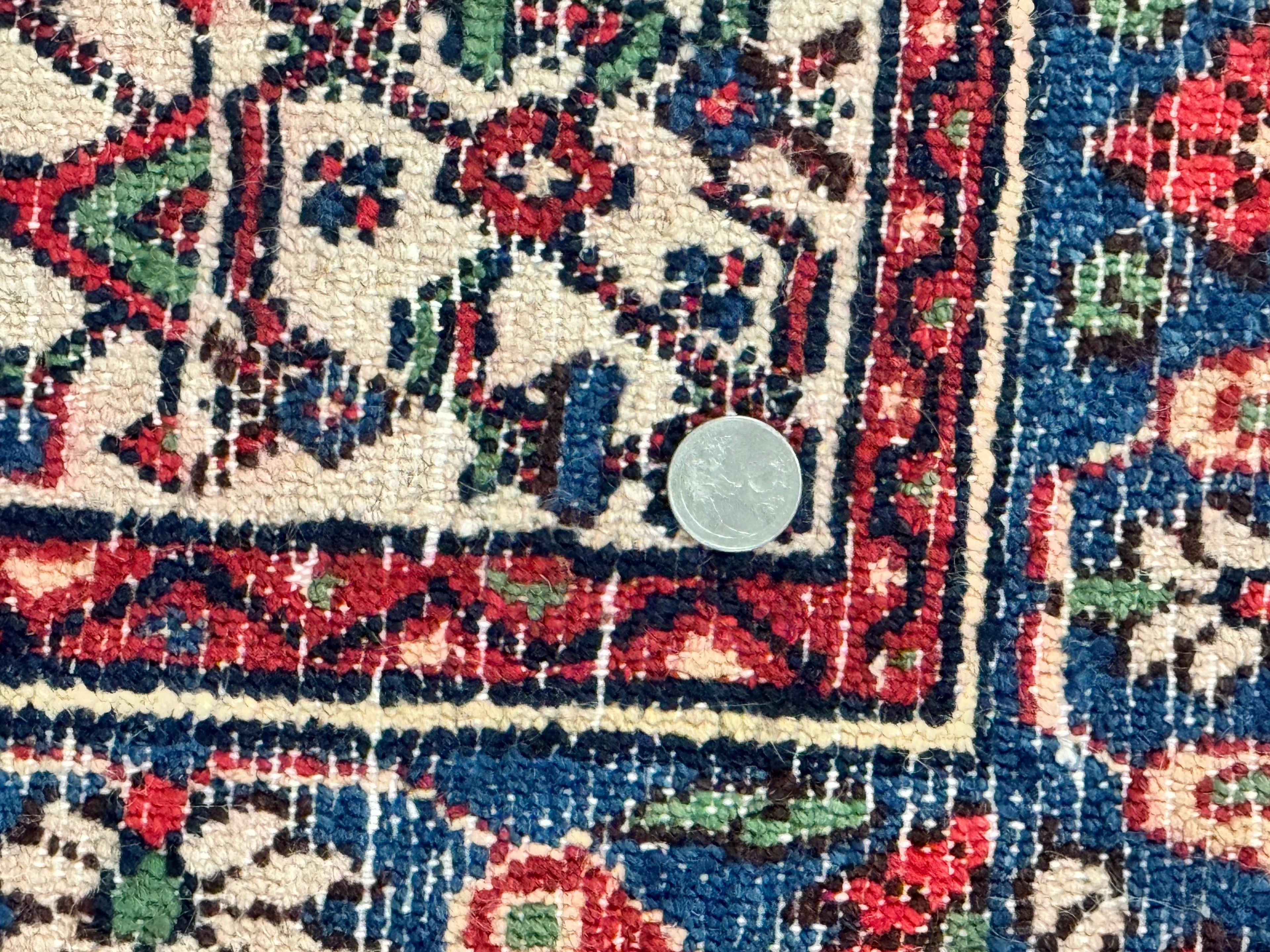 Antique Persian Hamadan Tribal Rug 8x10, Red and Ivory, Medallion Rug, Wool Handmade Carpet