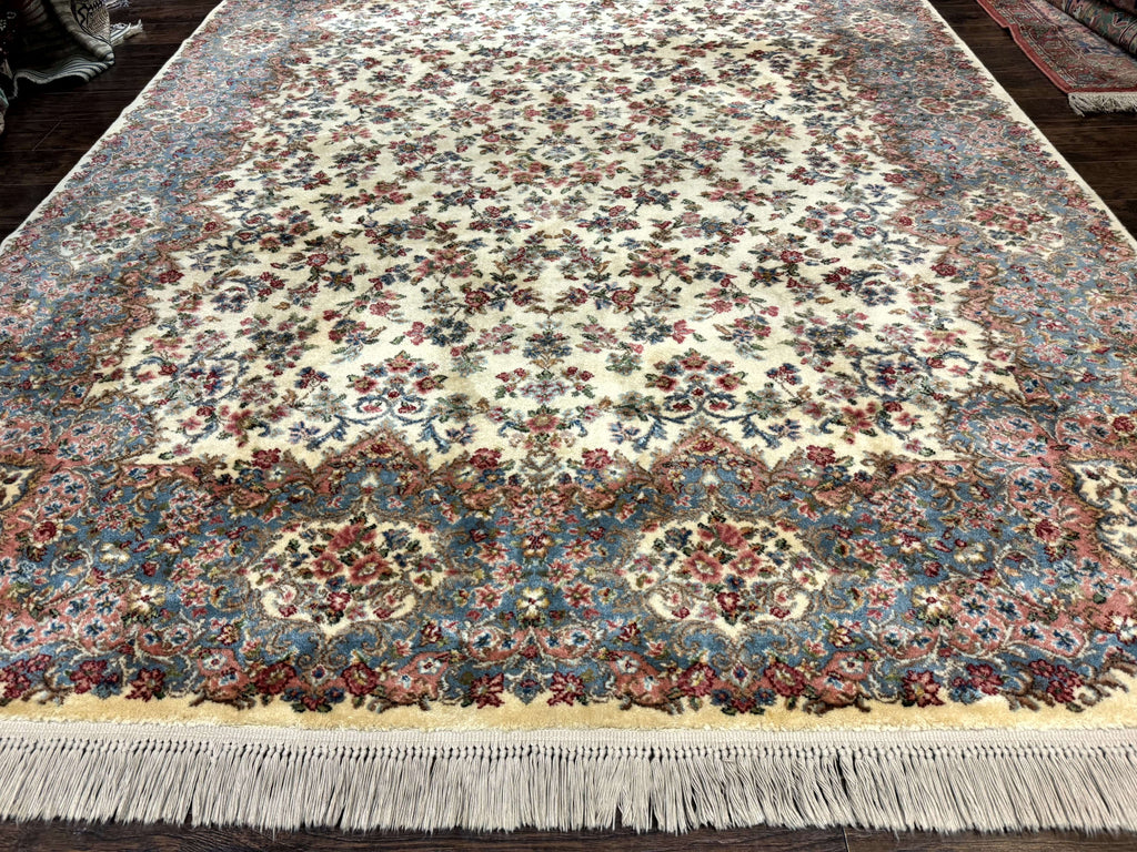 8.8 x 12 Karastan Rug #788 Ivory Kirman, Wool Vintage Original 700 Series