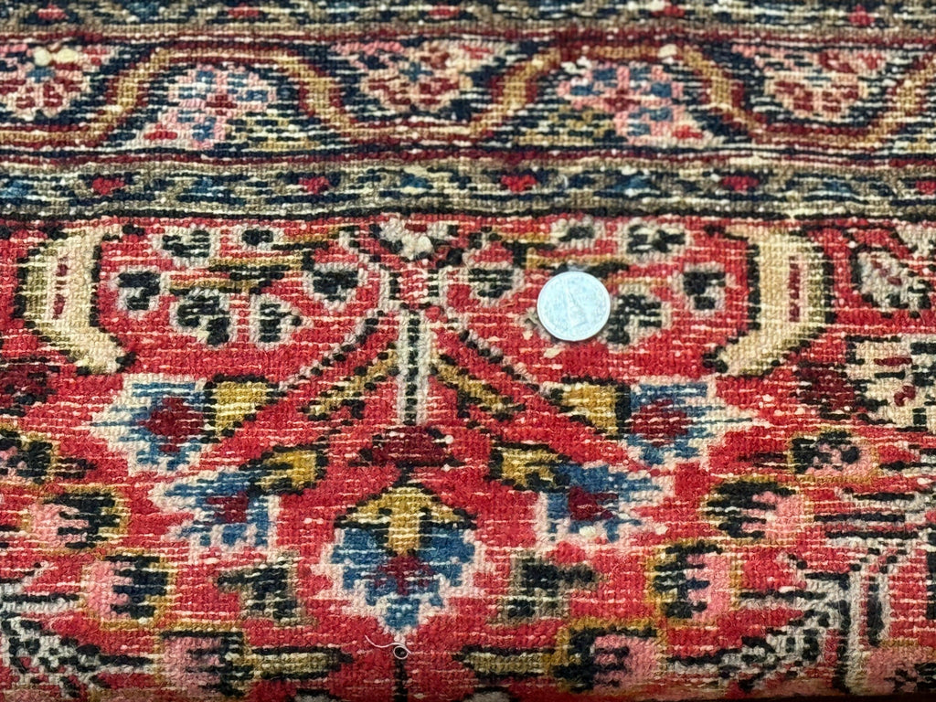 Small Antique Persian Tribal Rug 2x3, Red, Floral, Handmade, Hamadan Rug
