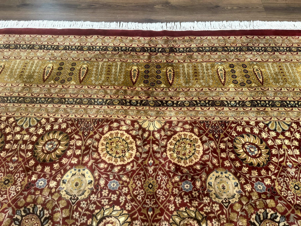 Palace Size Pak Persian Rug 12x15, Brick Red, Allover Pattern, Handmade Oversized Wool Oriental Carpet, Large Area Rug, Fine 225 KPSI