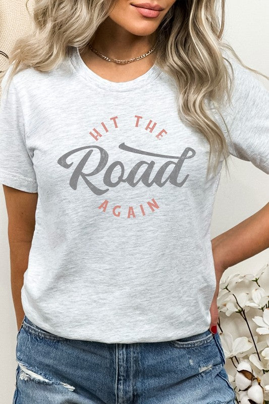 Hit The Road Again Roadtrip Vacation Graphic Tee T-Shirt