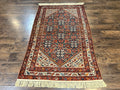 Persian Malayer Rug 4x7, Tribal Rug, Geometric, Antique Oriental Carpet, Red Blue Cream, Boho Rug, Hand Knotted Wool Rug