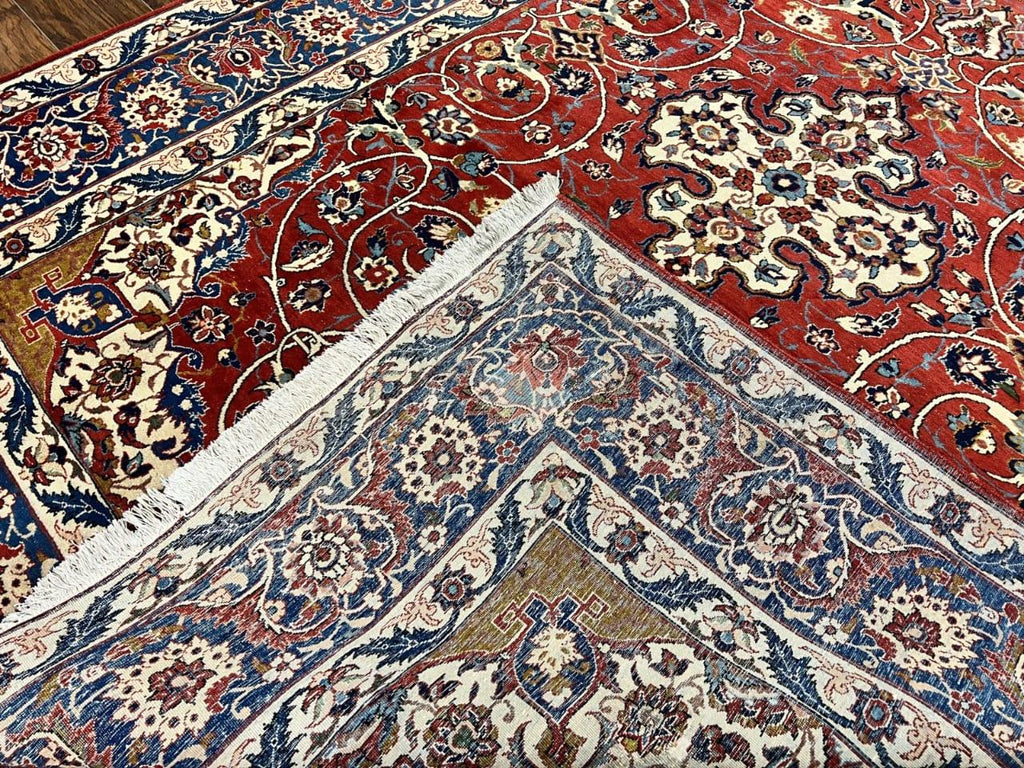 Red Persian Isfahan Rug 7x10 - Antique, Floral Medallion