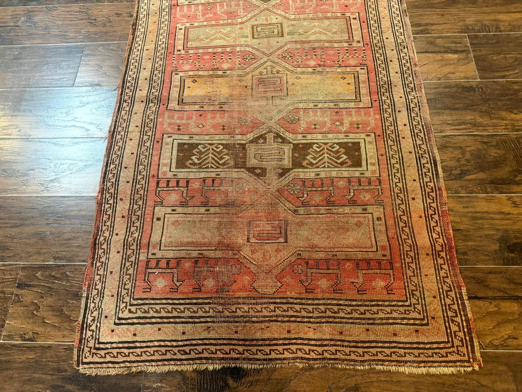 Antique Turkish Melas Rug 3x5, Geometric Carpet, 1920s Wool Rug, Bohemian Rug, Low Pile Rug, Tribal Rug