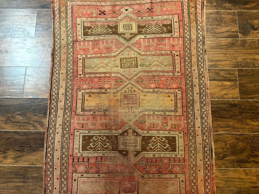 Antique Turkish Melas Rug 3x5, Geometric Carpet, 1920s Wool Rug, Bohemian Rug, Low Pile Rug, Tribal Rug