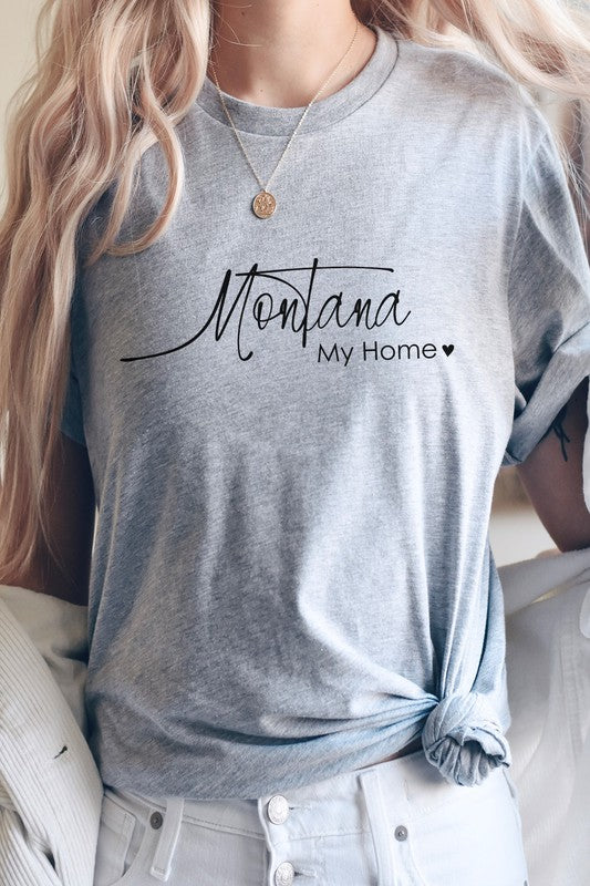 Montana My Home Heart State Graphic Tee T-Shirt