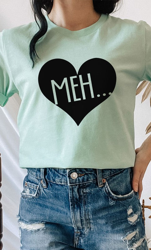 Meh Black Heart Valentines PLUS SIZE Graphic Tee T-Shirt