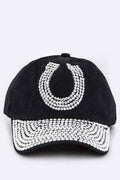 Horse Shoe Crystal Embellished Cotton Cap