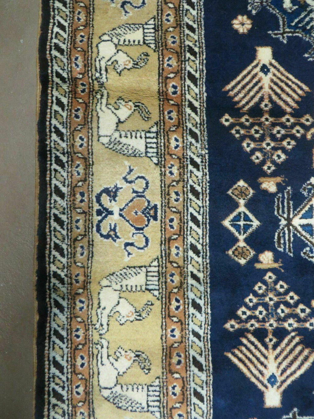 Persian Qum Rug 5.6 x 8.8, Navy Blue