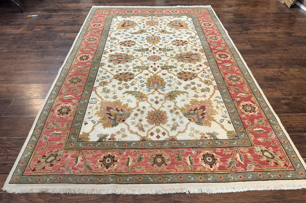 Flatweave Soumak Rug 6x9, Nourison Rug, Wool Handmade, Floral, Ivory