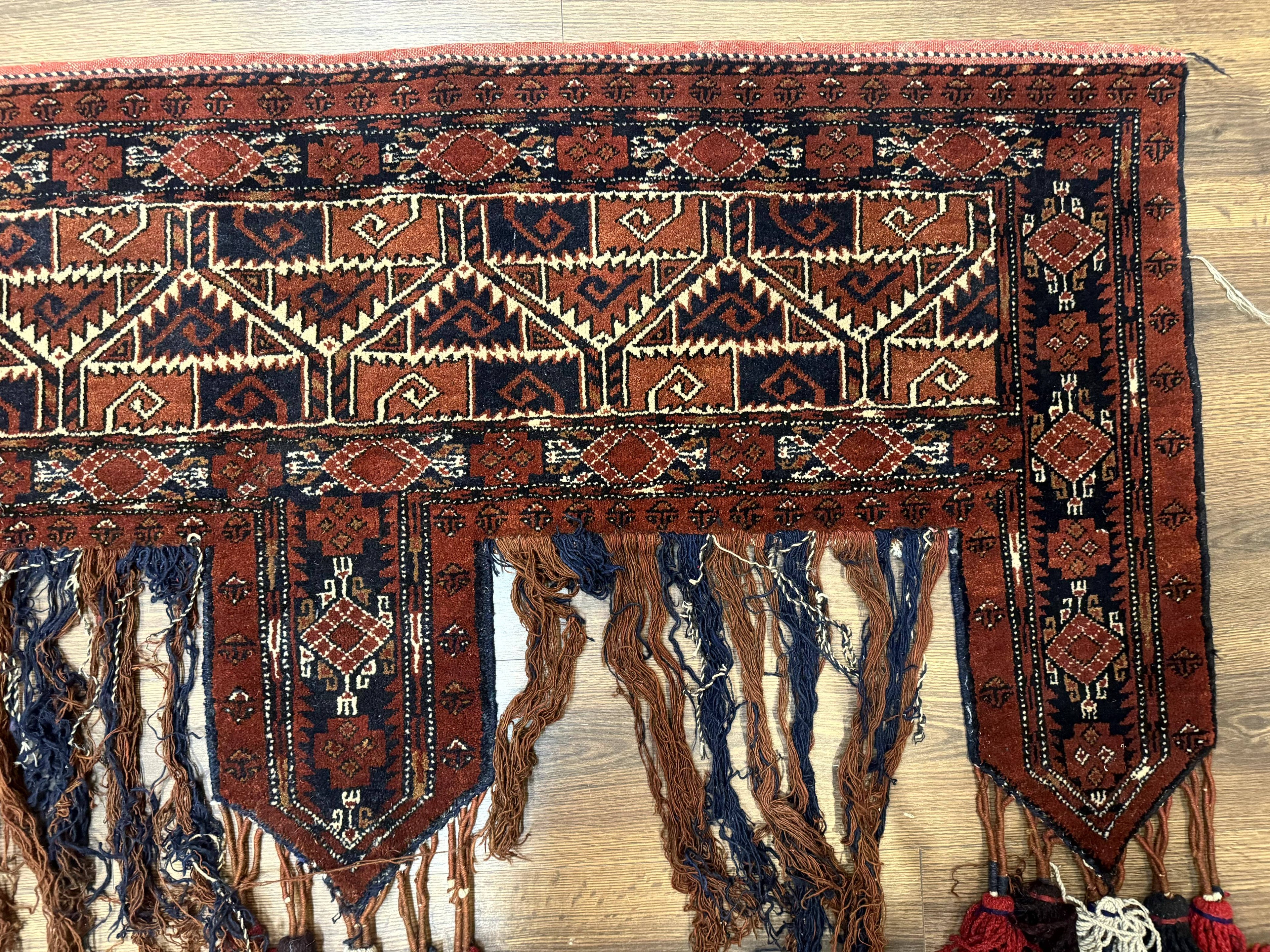 Antique Afghan Beshir Tent Header Textile Rug, Tribal Collectible, Wool