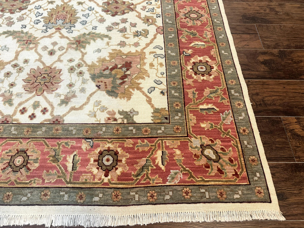 Flatweave Soumak Rug 6x9, Nourison Rug, Wool Handmade, Floral, Ivory