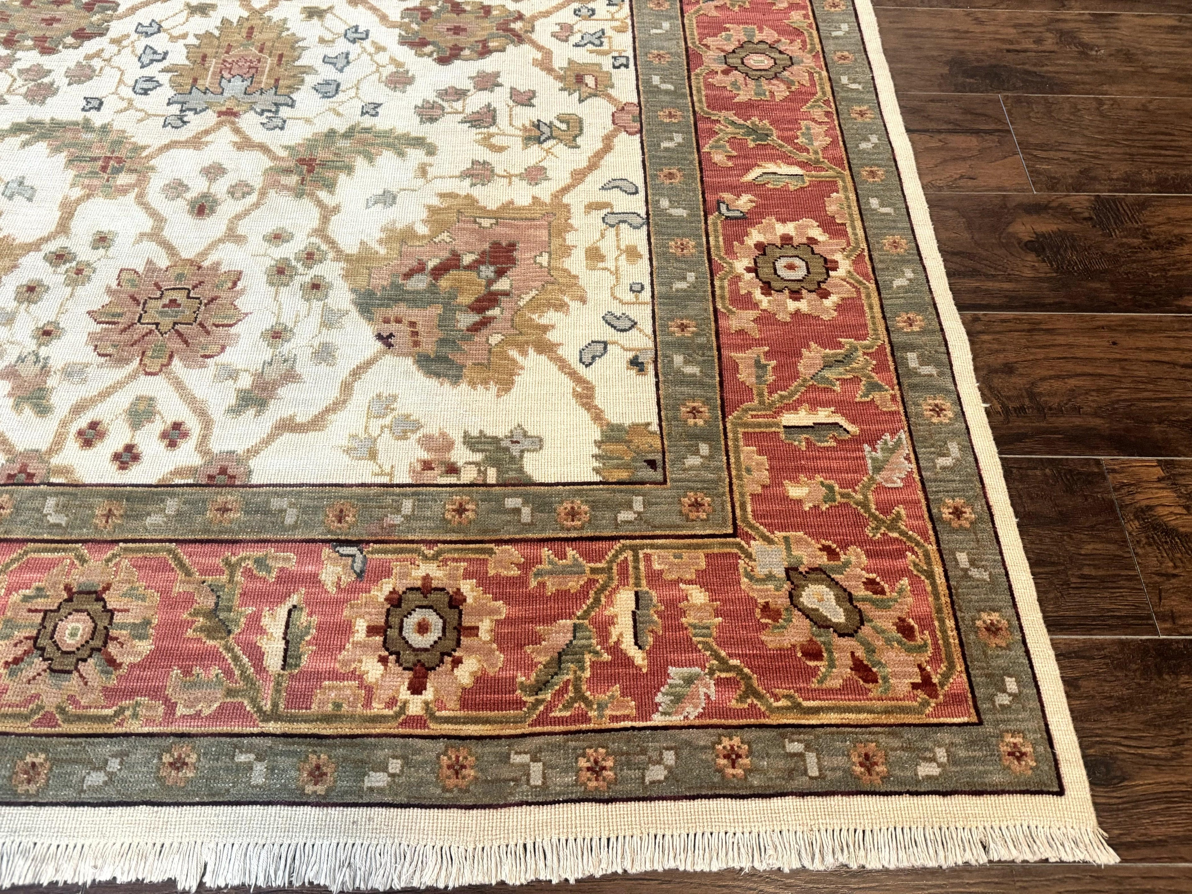 Flatweave Soumak Rug 6x9, Nourison Rug, Wool Handmade, Floral, Ivory