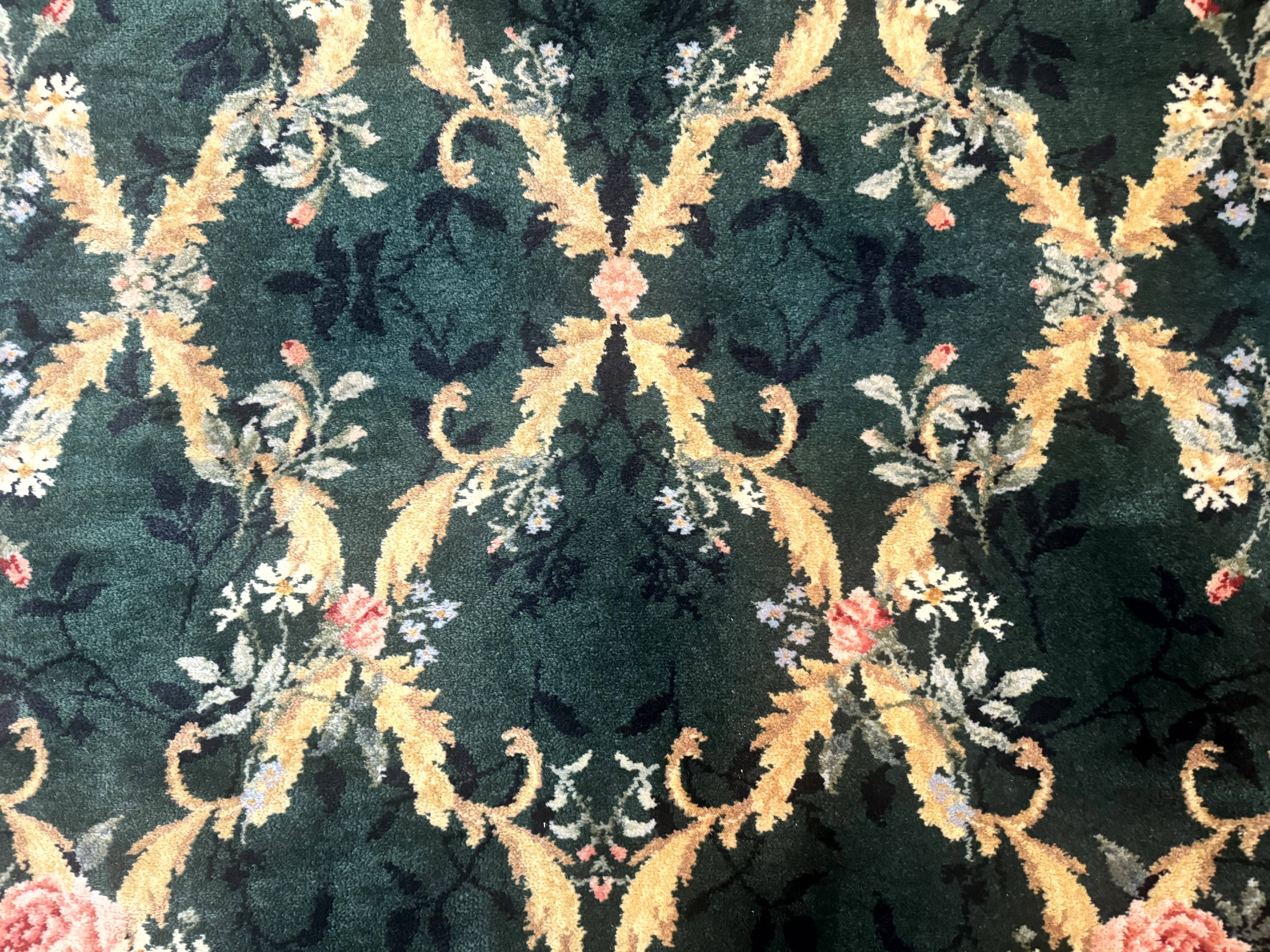 Karastan Garden of Eden Rug 4x6, Green Savonnerie 509/1733, Original Discontinued Vintage Karastan Carpet