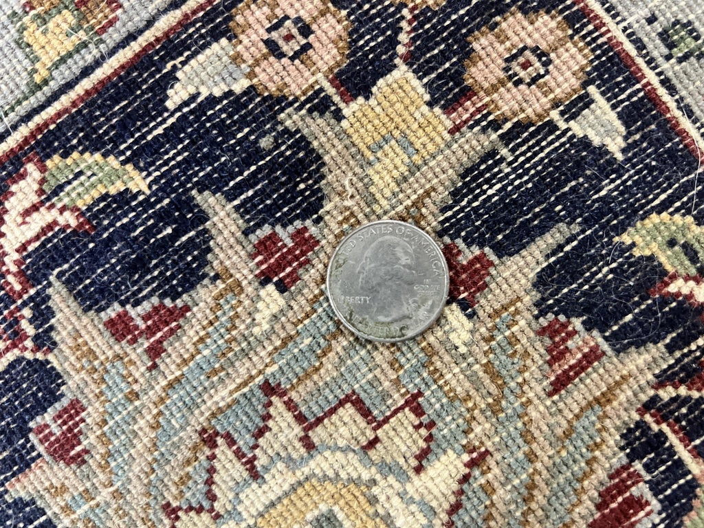 Pak Persian Rug 8x10, Wool Hand Knotted Vintage Carpet, Dark Red & Navy Blue, Dome Design Floral Medallion Rug, 8 x 10 Oriental Rug