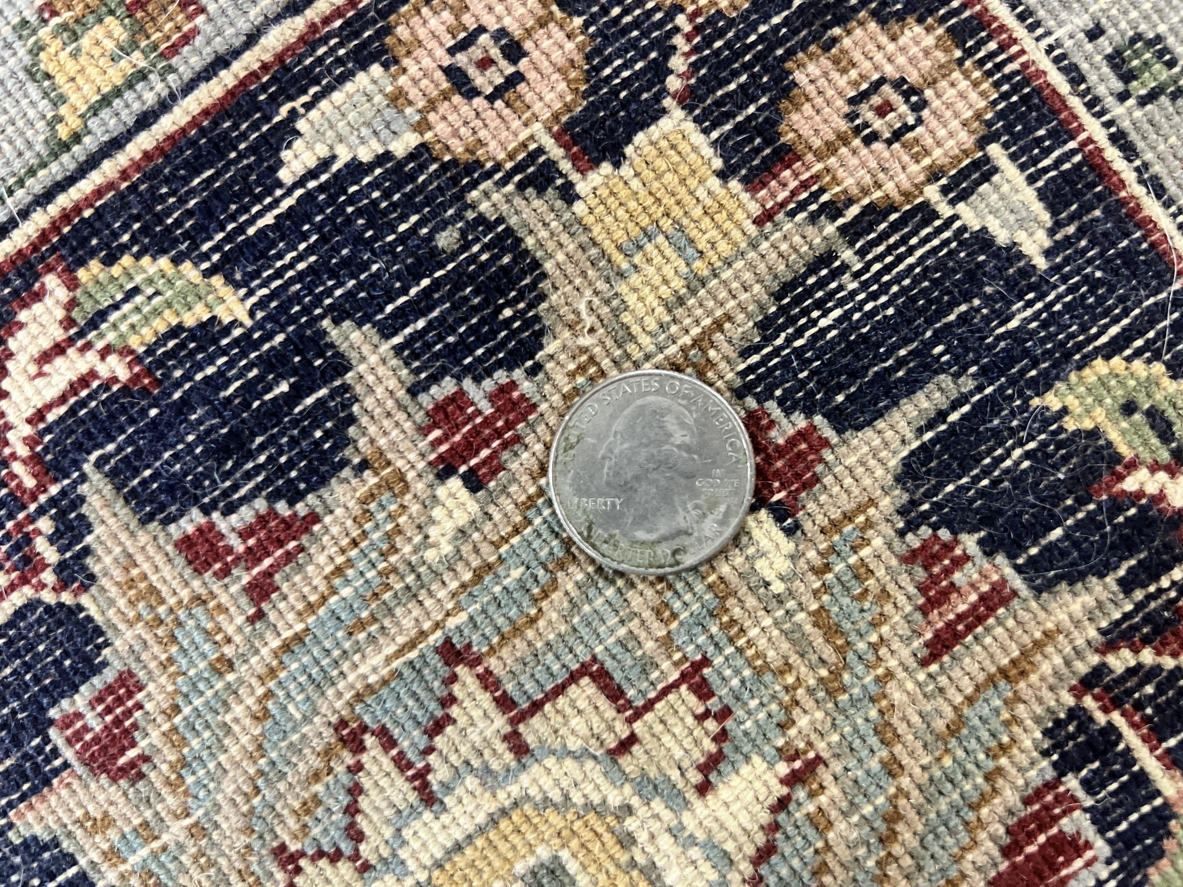 Pak Persian Rug 8x10, Wool Hand Knotted Vintage Carpet, Dark Red & Navy Blue, Dome Design Floral Medallion Rug, 8 x 10 Oriental Rug