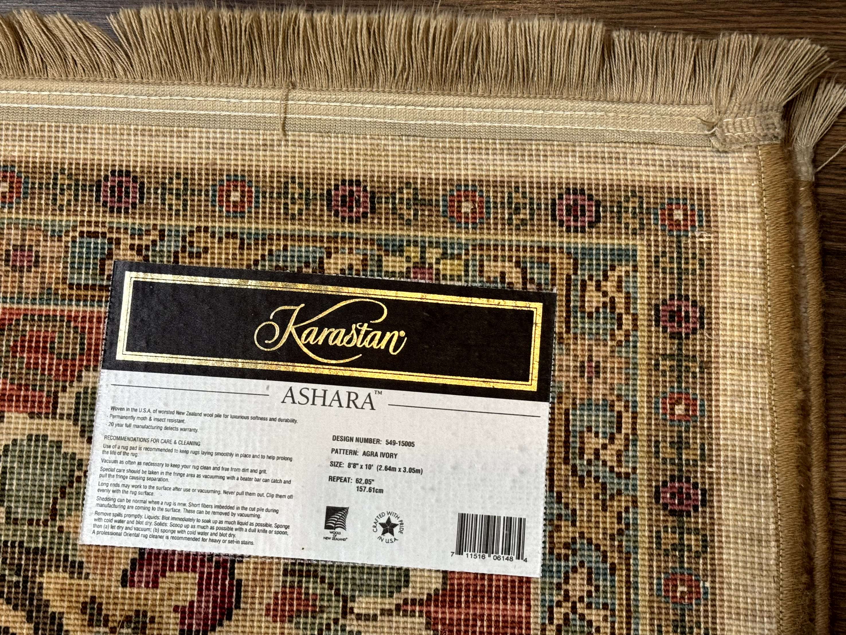 Karastan Rug 8.8 x 10, Ashara Agra Ivory #549, Wool, Vintage
