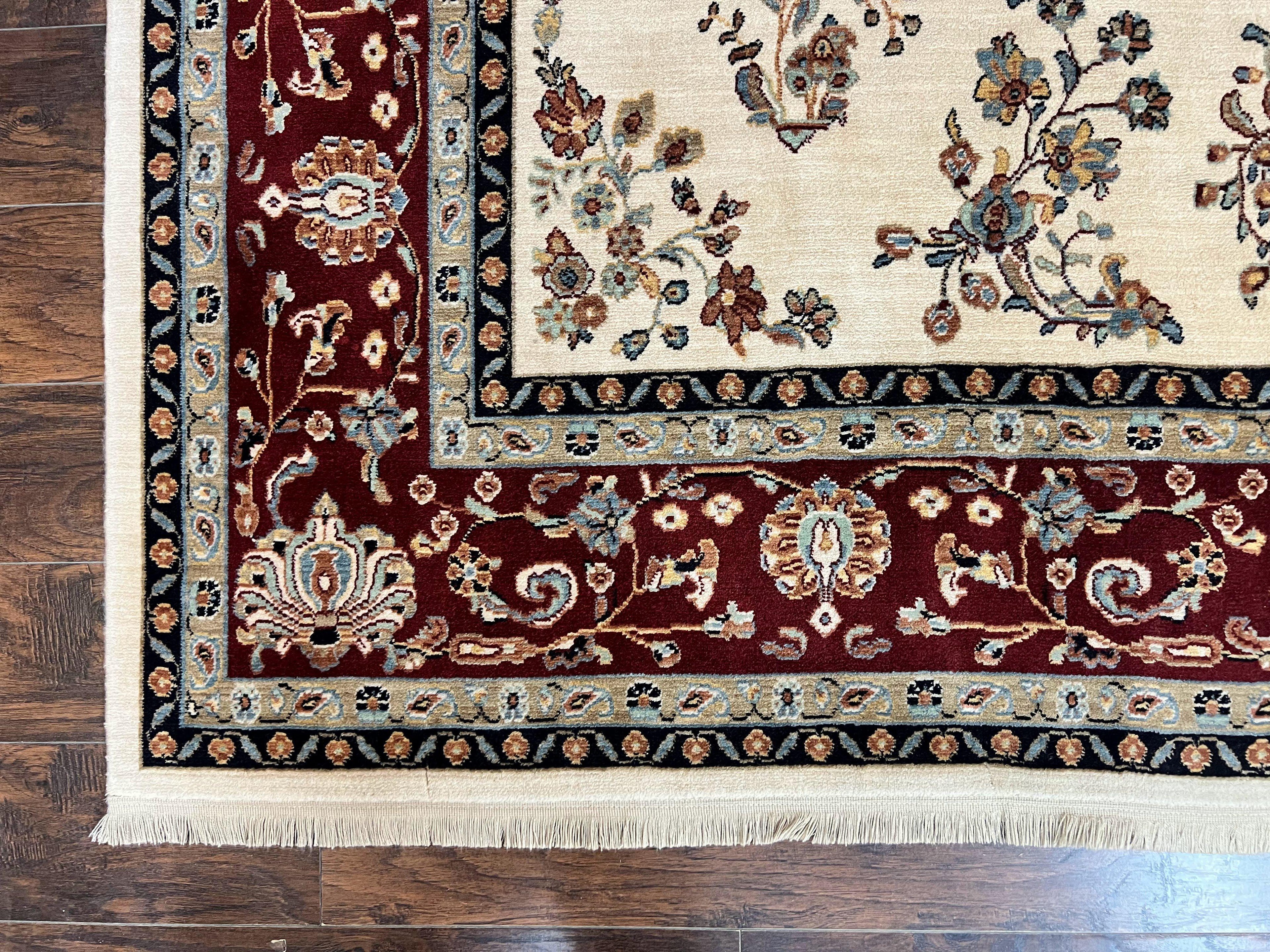 Karastan Rug 8.6 x 11.6, English Manor #2103, Ivory Floral Sarouk, Wool Karastan Carpet, Large Karastan Area Rug, Traditional Karastan Rug