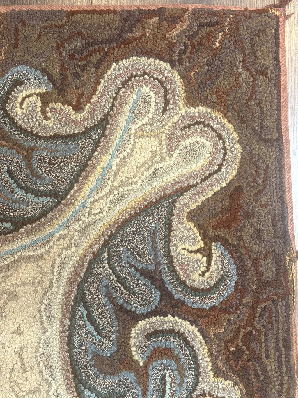 Antique American Hooked Rug 3 x 4.6, Vintage, Floral