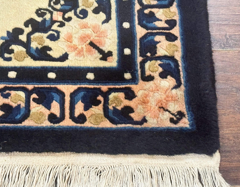 Chinese Peking Rug 2x3, Small Chinese Wool Carpet