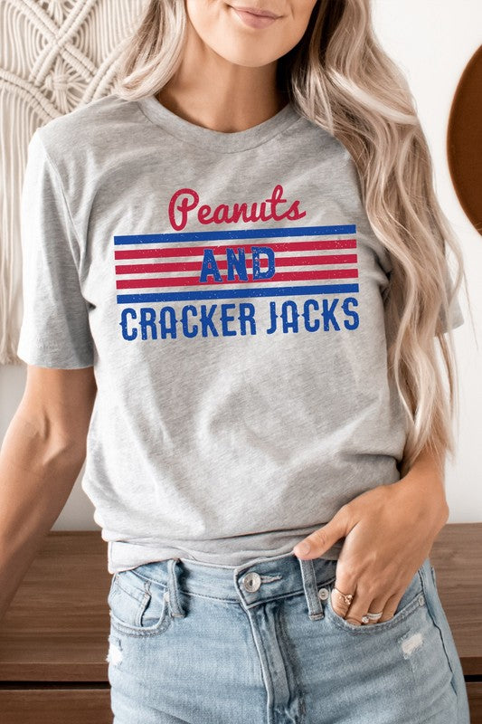 Peanuts And Cracker Jacks Baseball Graphic Tee T-Shirt
