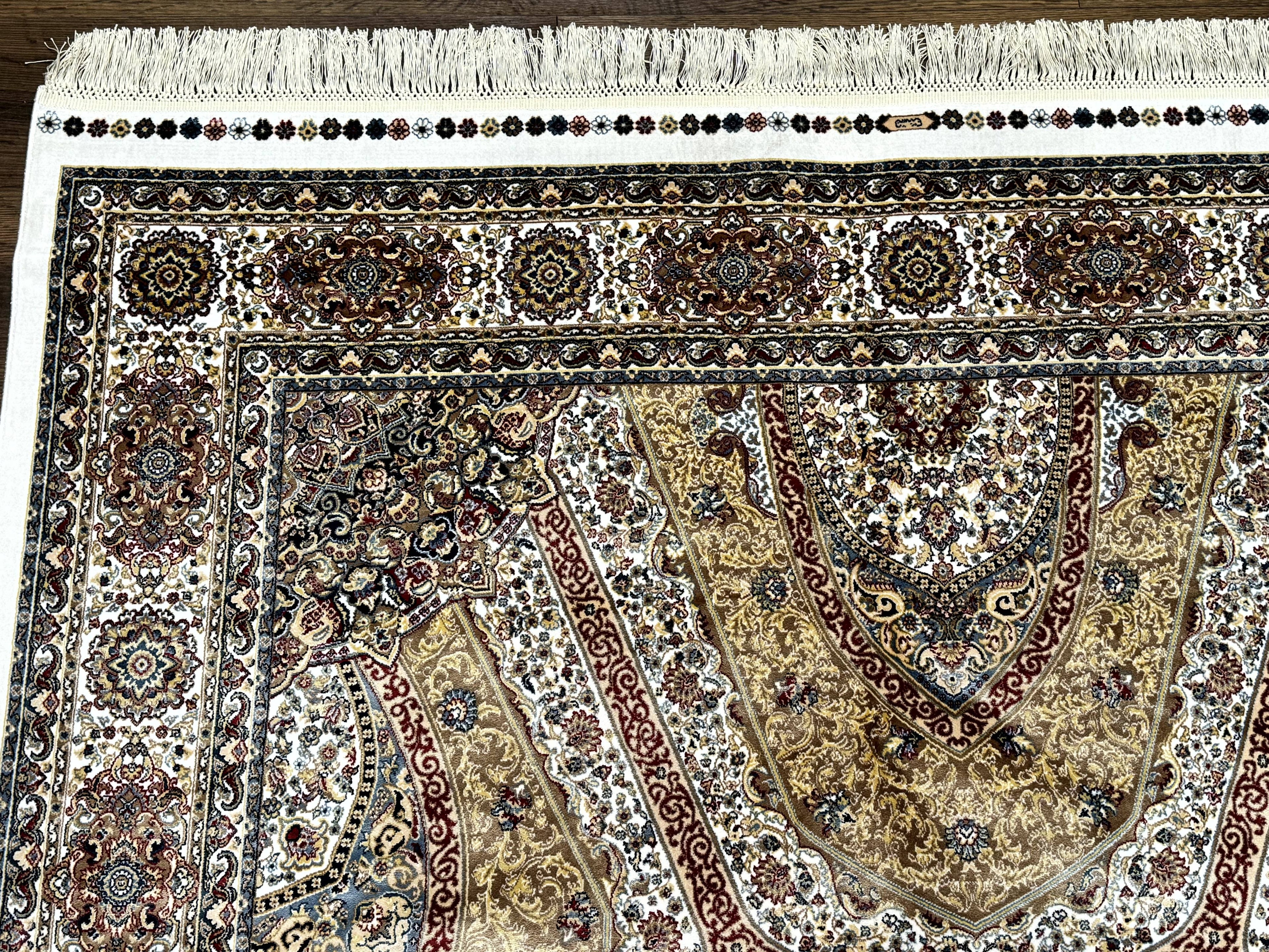 Turkish Silk Rug 5 x 7.6, Dome Design, Bamboo Silk, New