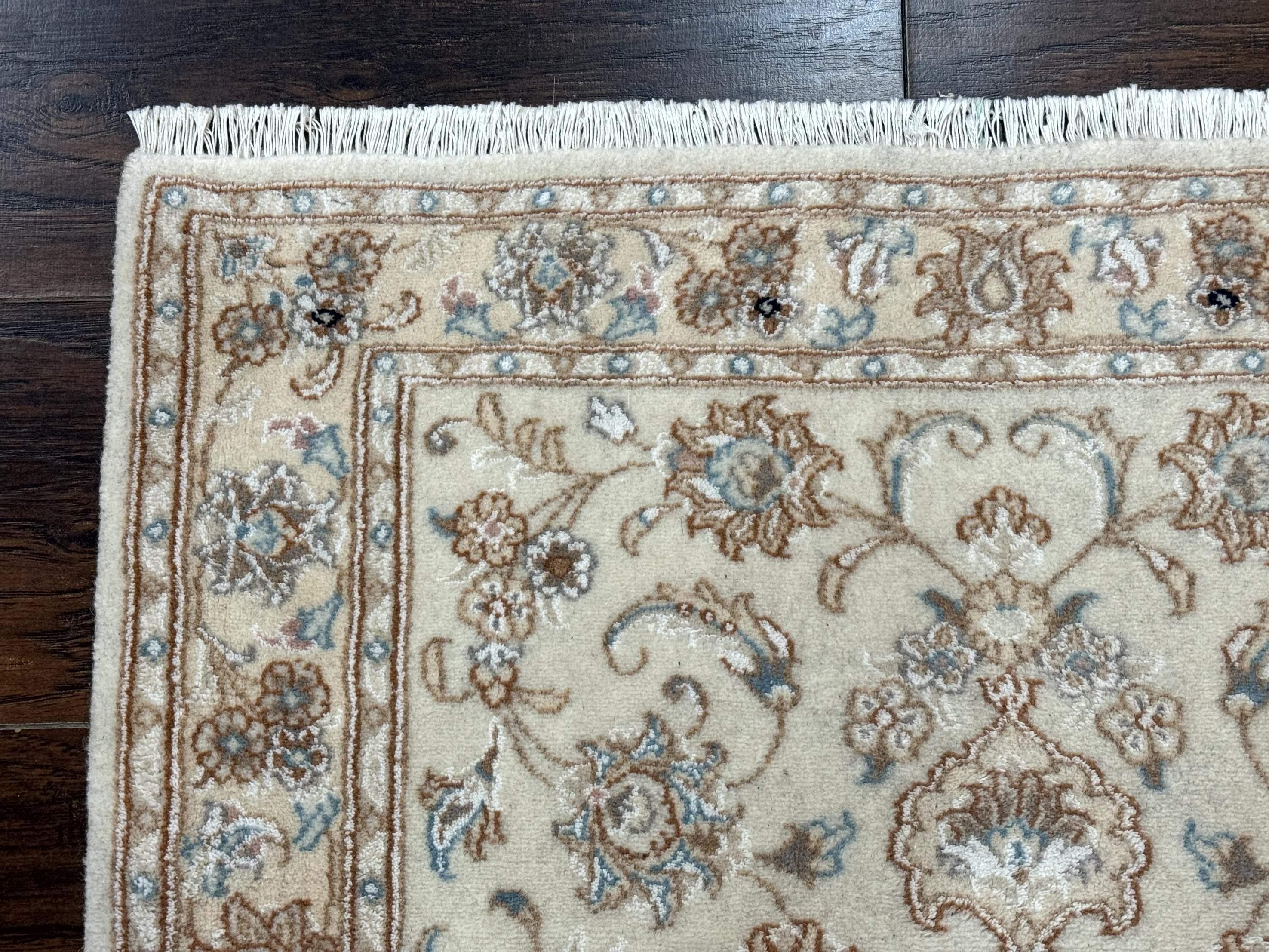 Small Persian Tabriz Rug 2.6 x 3.8, Vintage, Wool and Silk Highlights, Fine 225 KPSI
