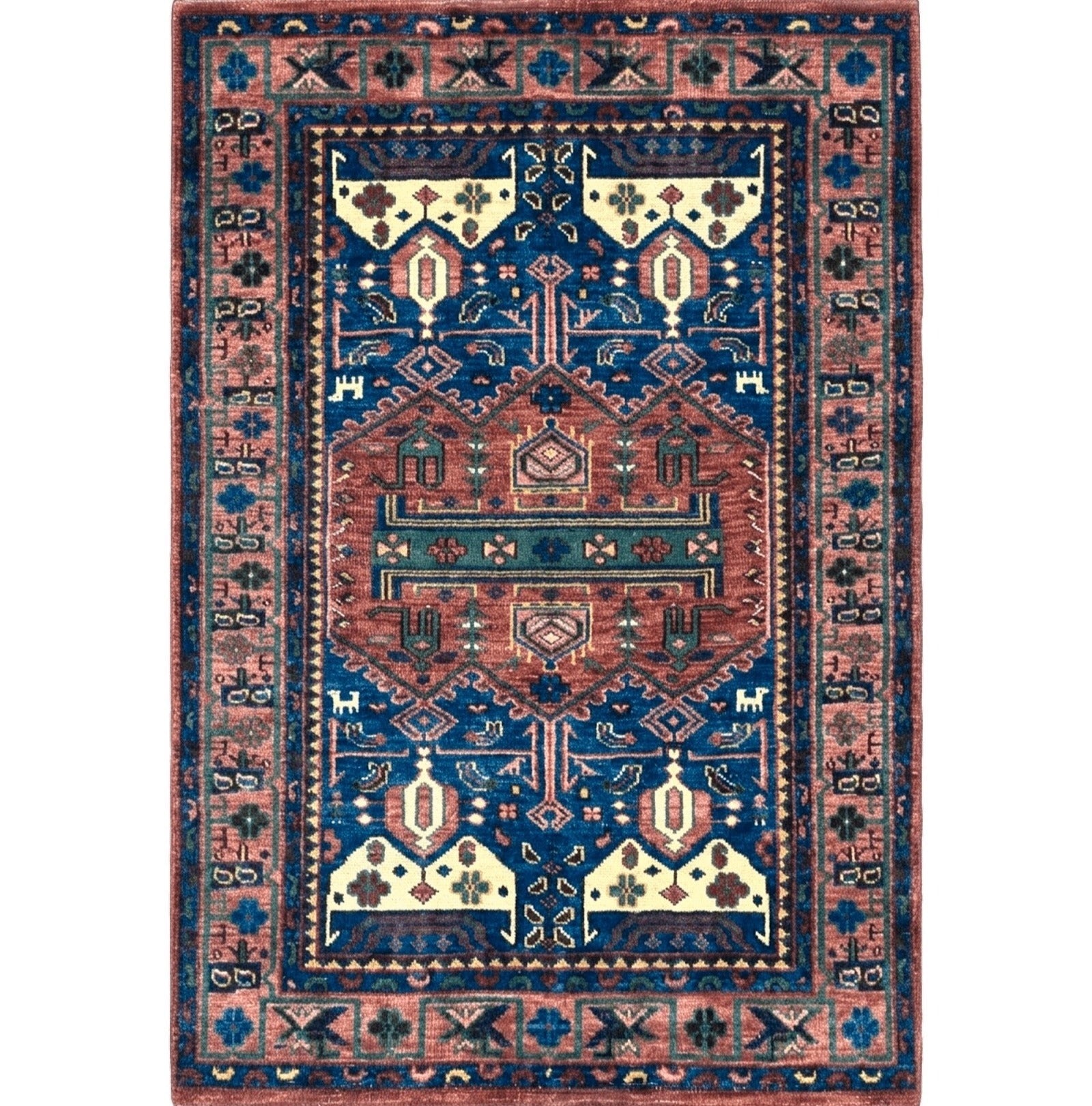 Persian Tribal Heriz Design Rug 6x9, Pottery Barn Rug, Hand Knotted Wool Vintage Rug