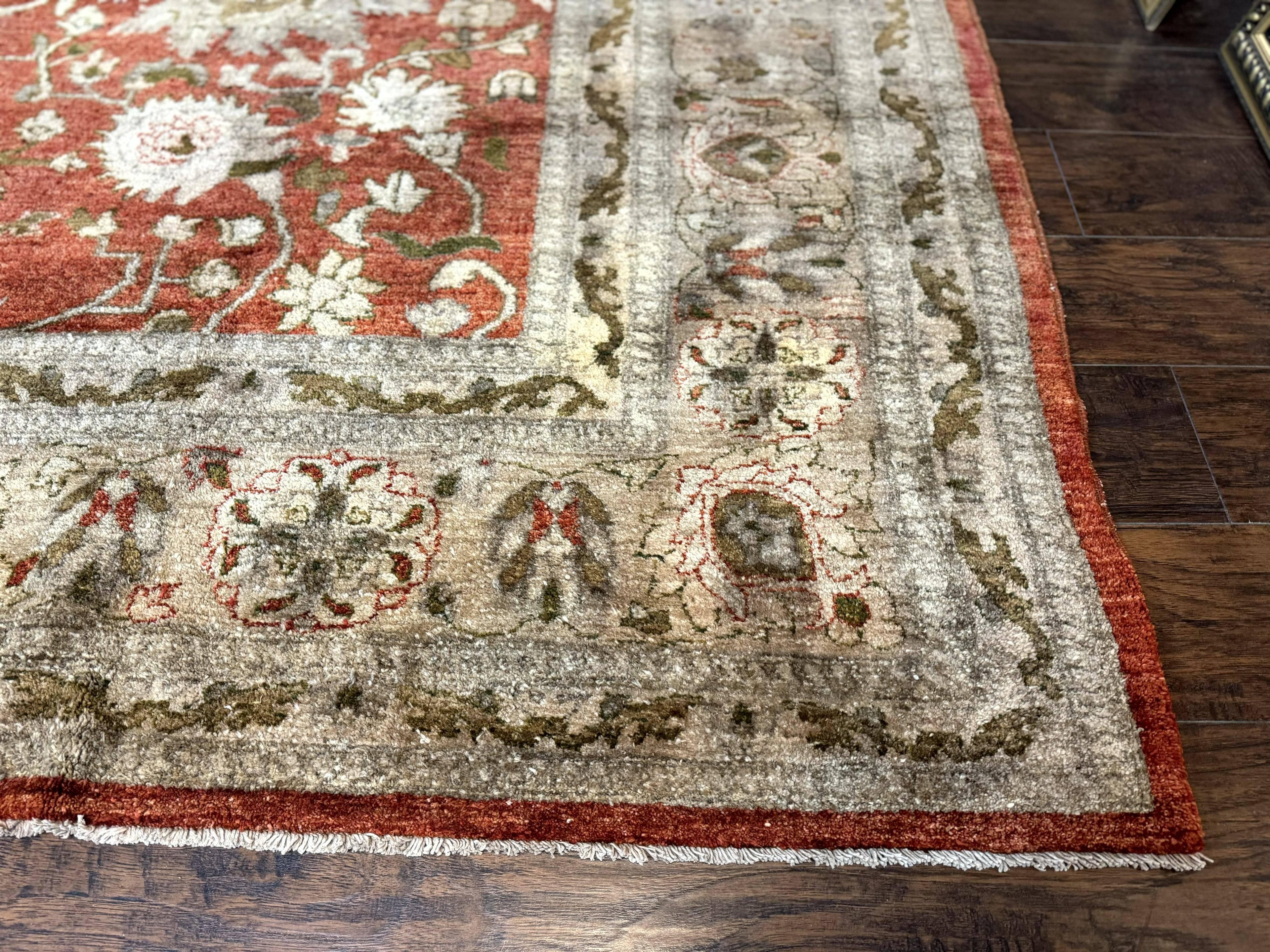 Pakistani Peshawar Rug 10x13, Burnt Orange, Large Handmade Wool Carpet