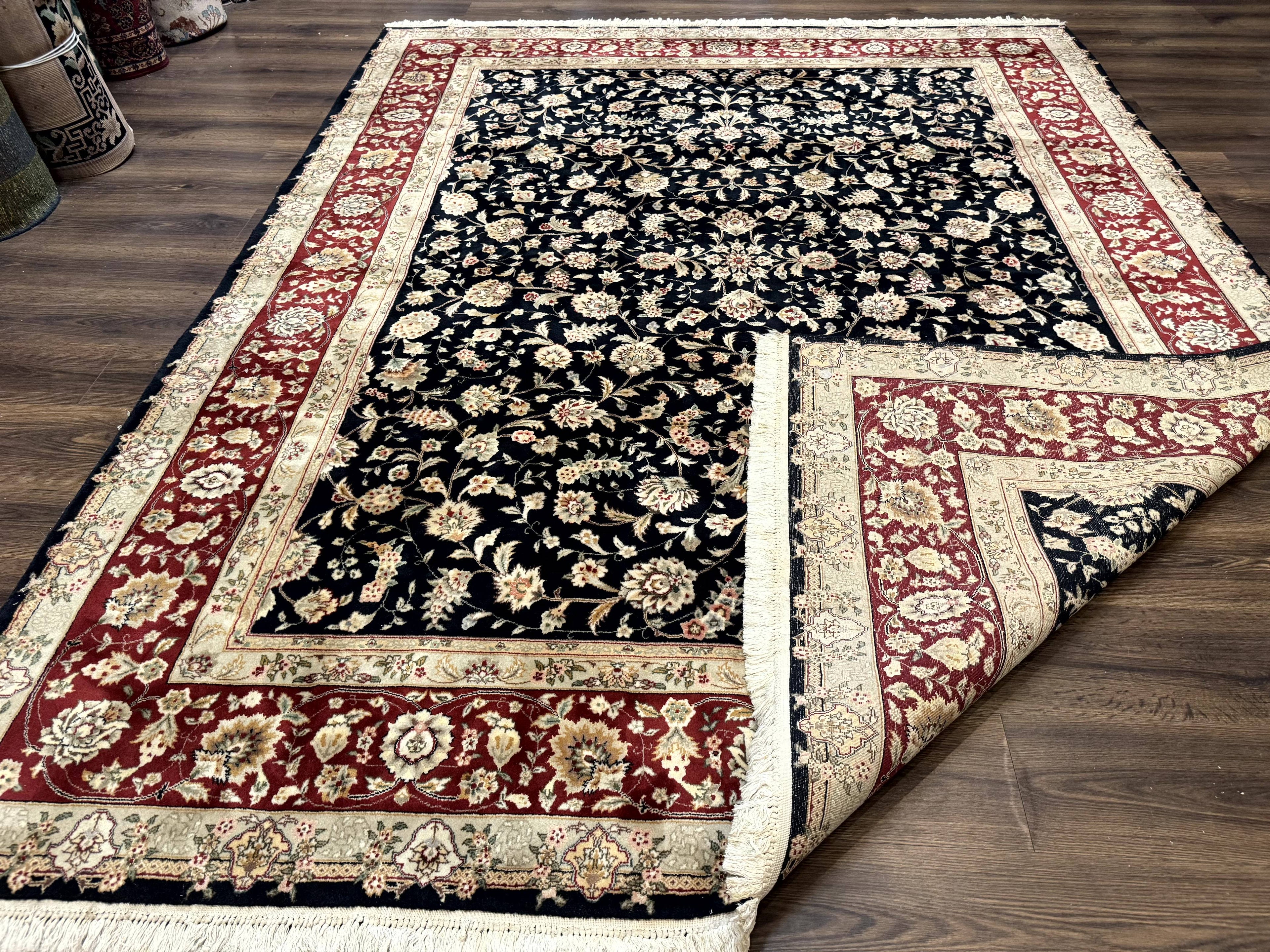 Sino Persian Rug 8x10, Black and Red, Floral Allover