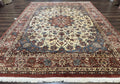 Persian Rug 8x10, Sino Persian Floral Medallion Carpet, Traditional Wool Area Rug, Cream and Brick Red, Fine 210 KPSI