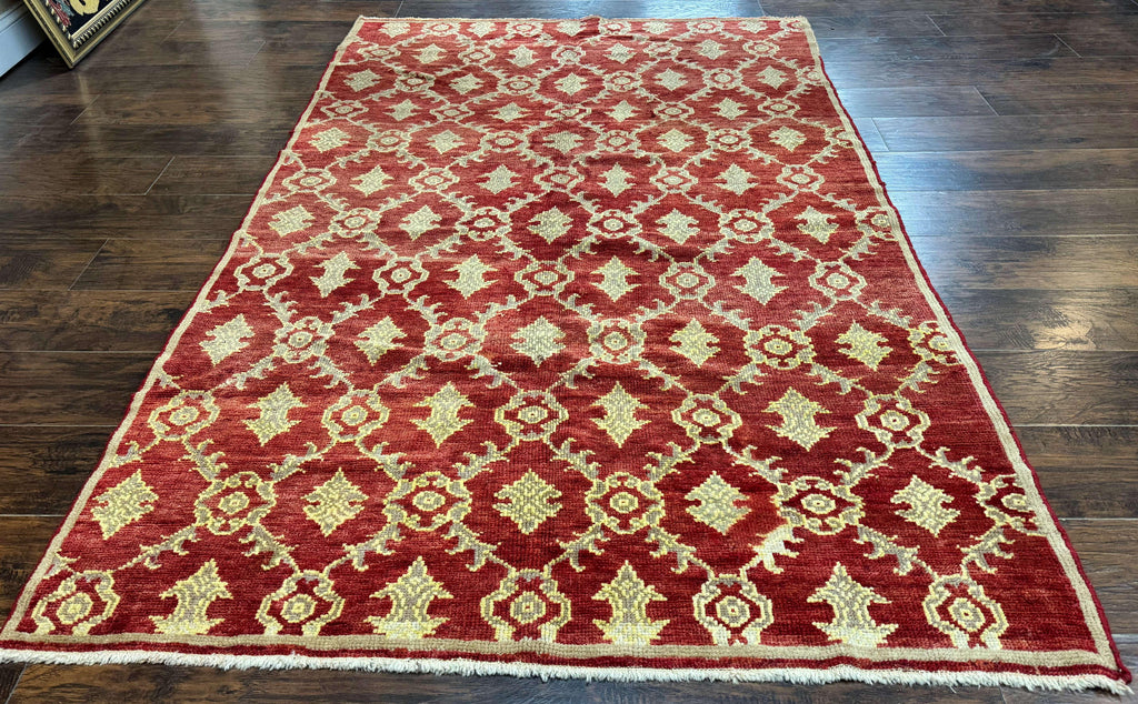 Modern Turkish Oushak Rug 5x8, Brick Red