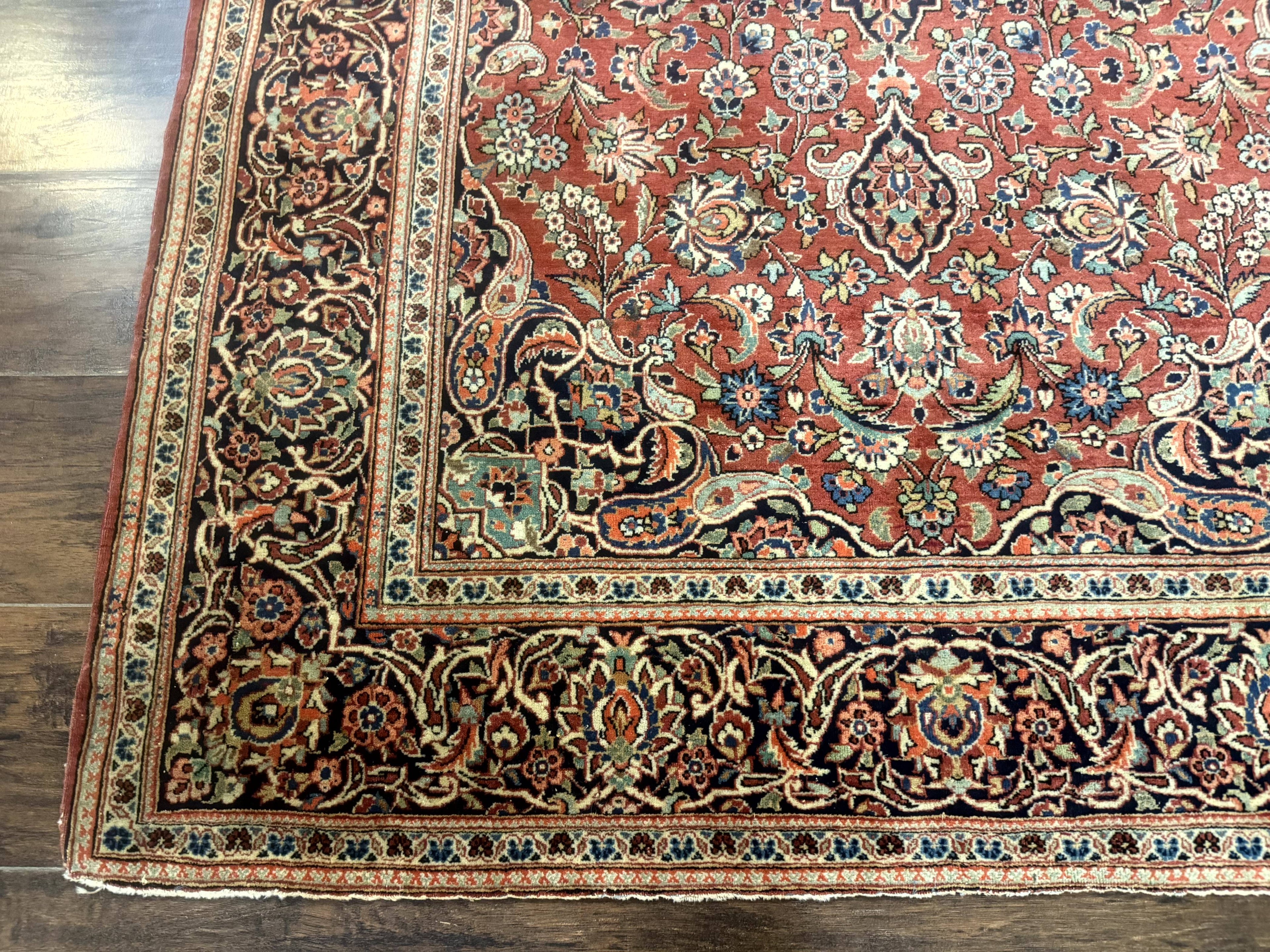 Persian Kashan Rug 4x7, Red, Floral Medallion, Vintage, Wool