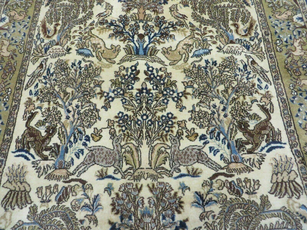 4' X 6 Handmade India Oriental Fine Pictorial Tree Of Life Wool Silk Rug Wow