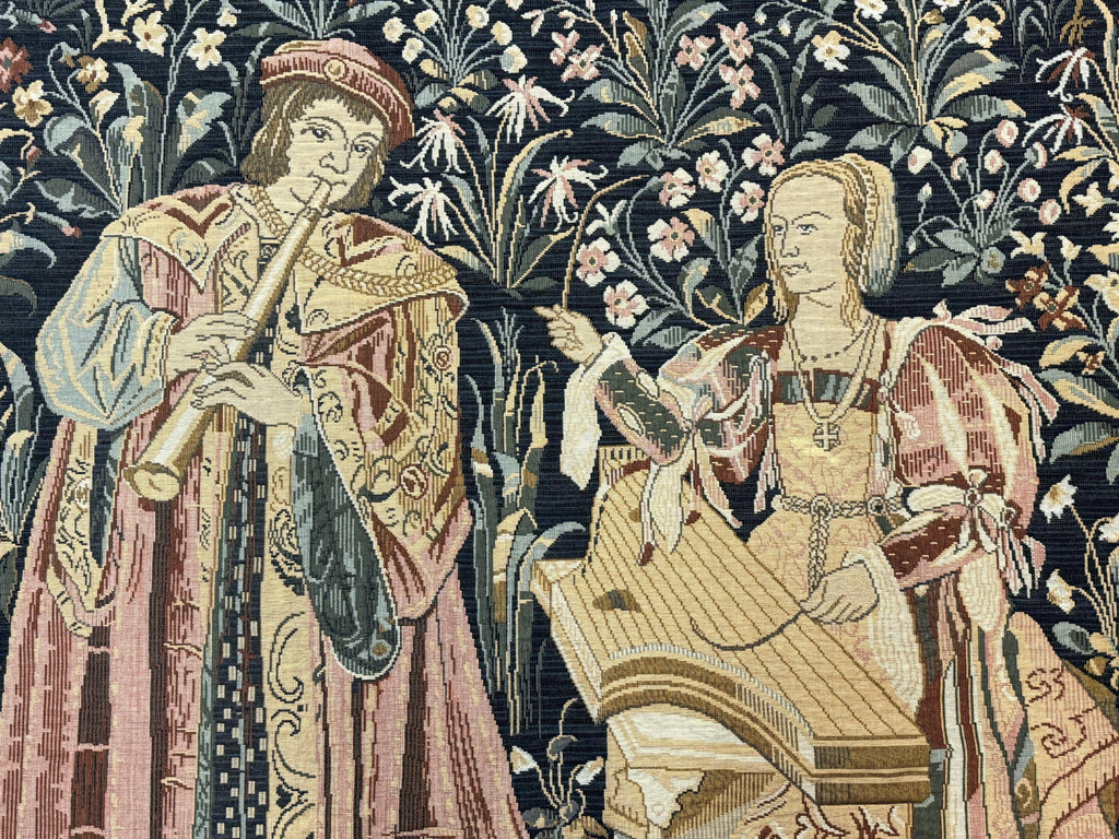 Vintage Belgium Tapestry 4x5, The Concet Musicians, Green