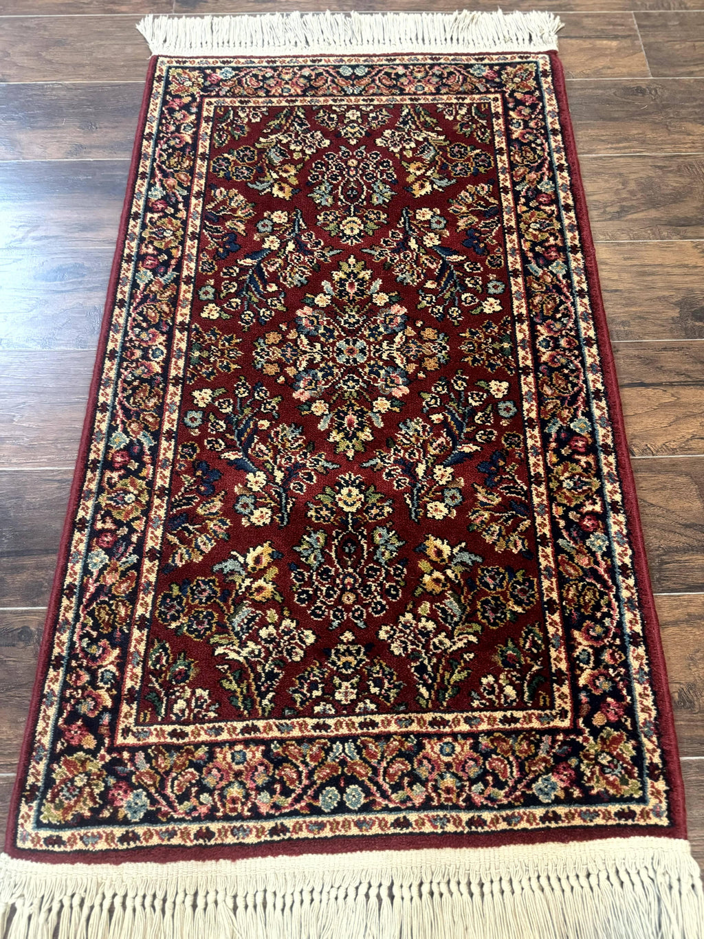 Small Karastan Rug 2.6 x 4 Red Sarouk #785, Karastan Wool Pile Rug, Original 700 Series, Discontinued Vintage Karastan Carpet